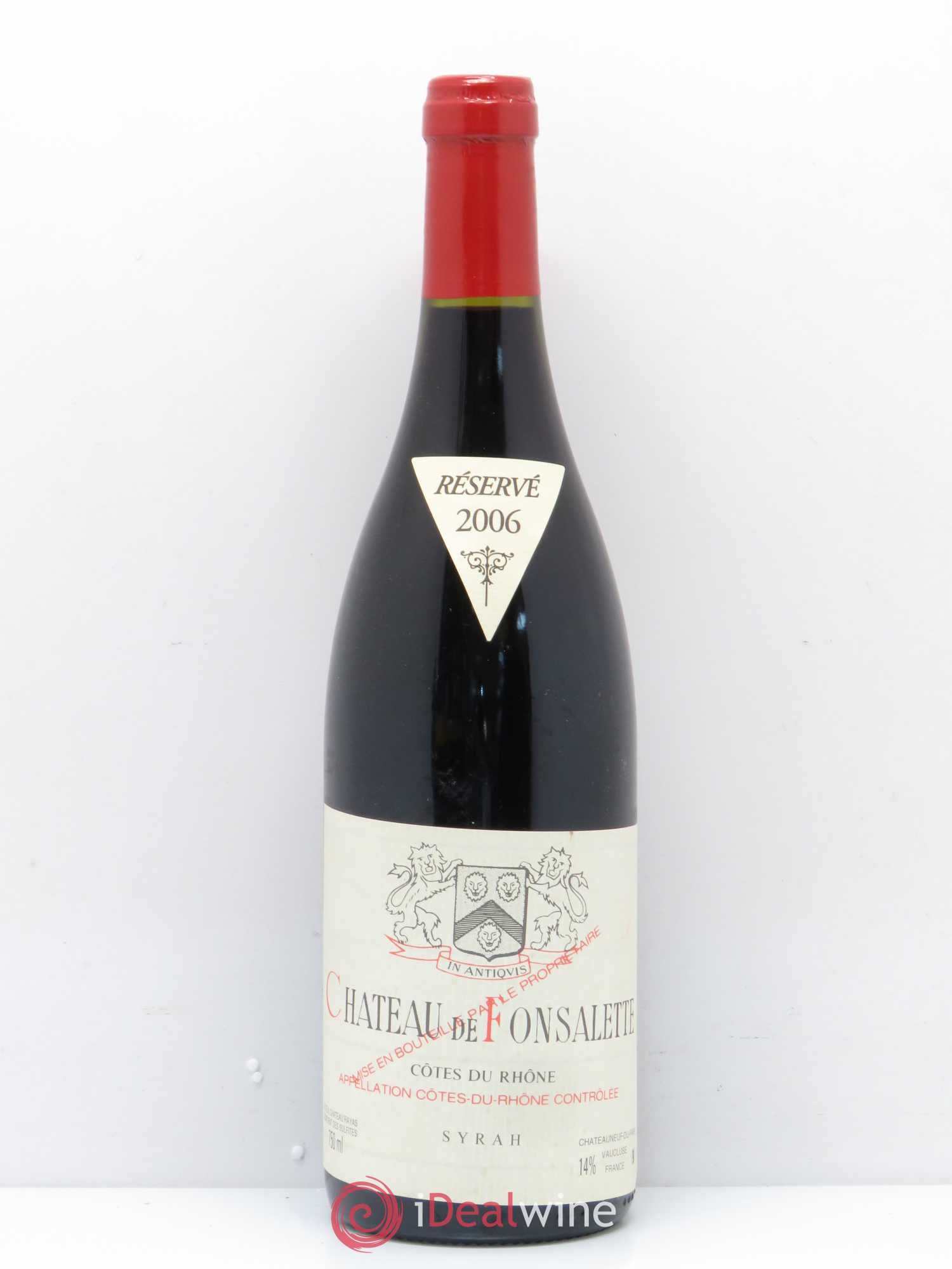Côtes-du-Rhône Cuvée Syrah Château de Fonsalette 2006 - Lot de 1 bouteille - 0