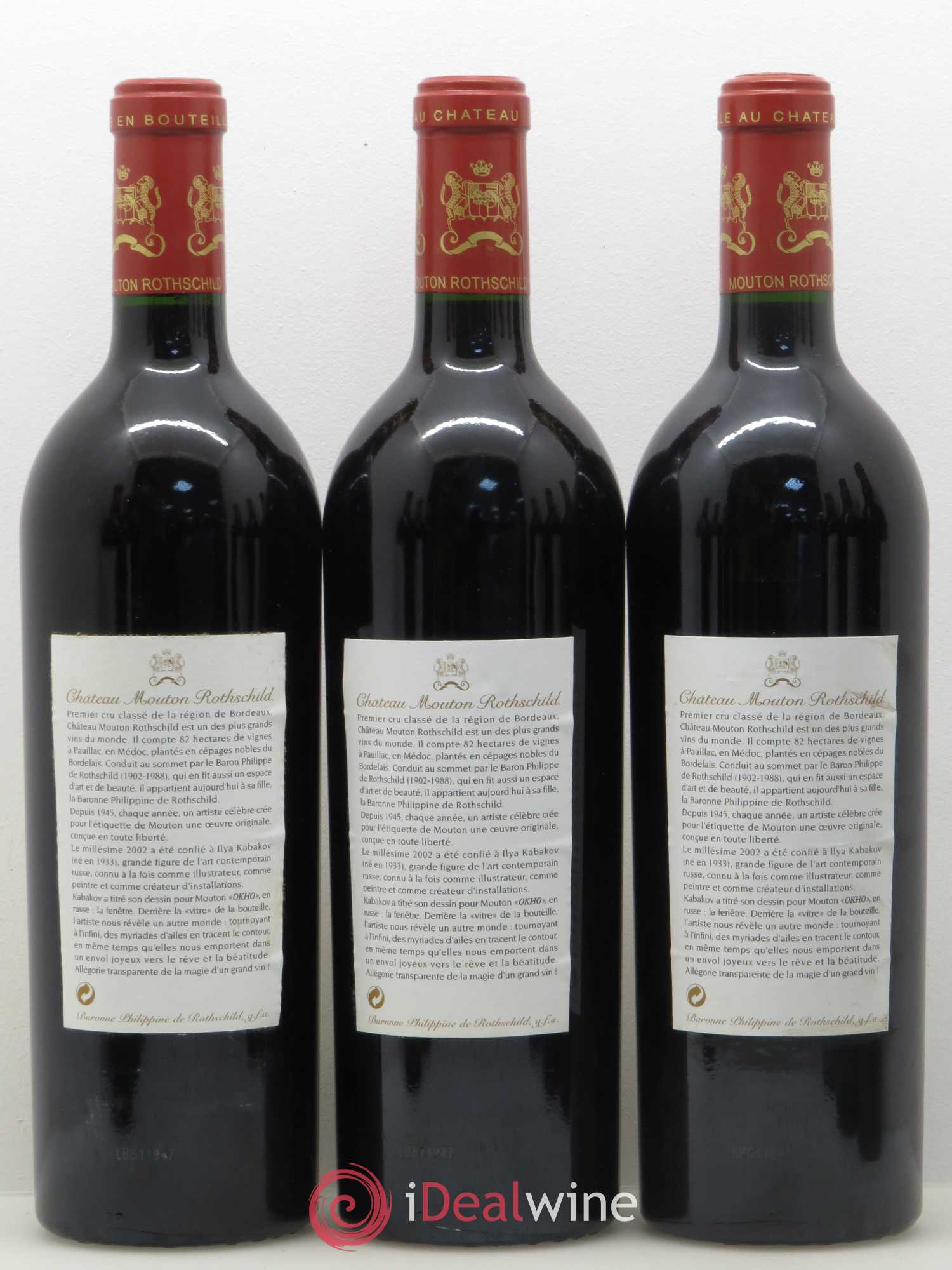 Château Mouton Rothschild 1er Grand Cru Classé 2002 - Lot de 12 bouteilles - 6