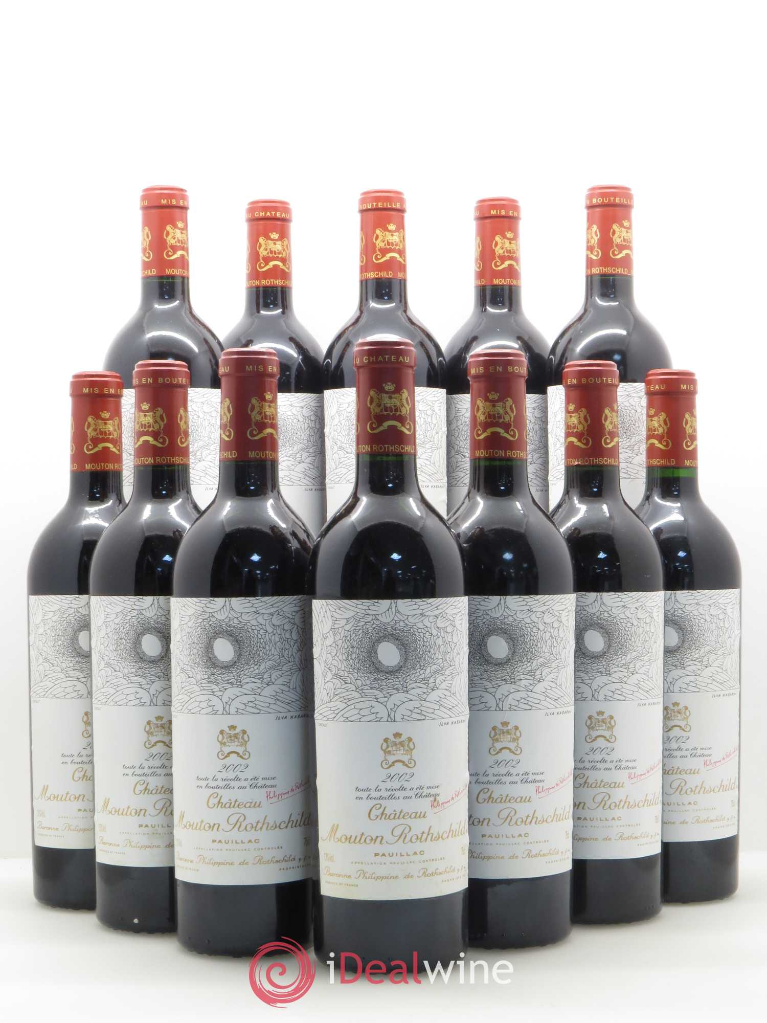 Château Mouton Rothschild 1er Grand Cru Classé 2002 - Lot de 12 bouteilles - 0