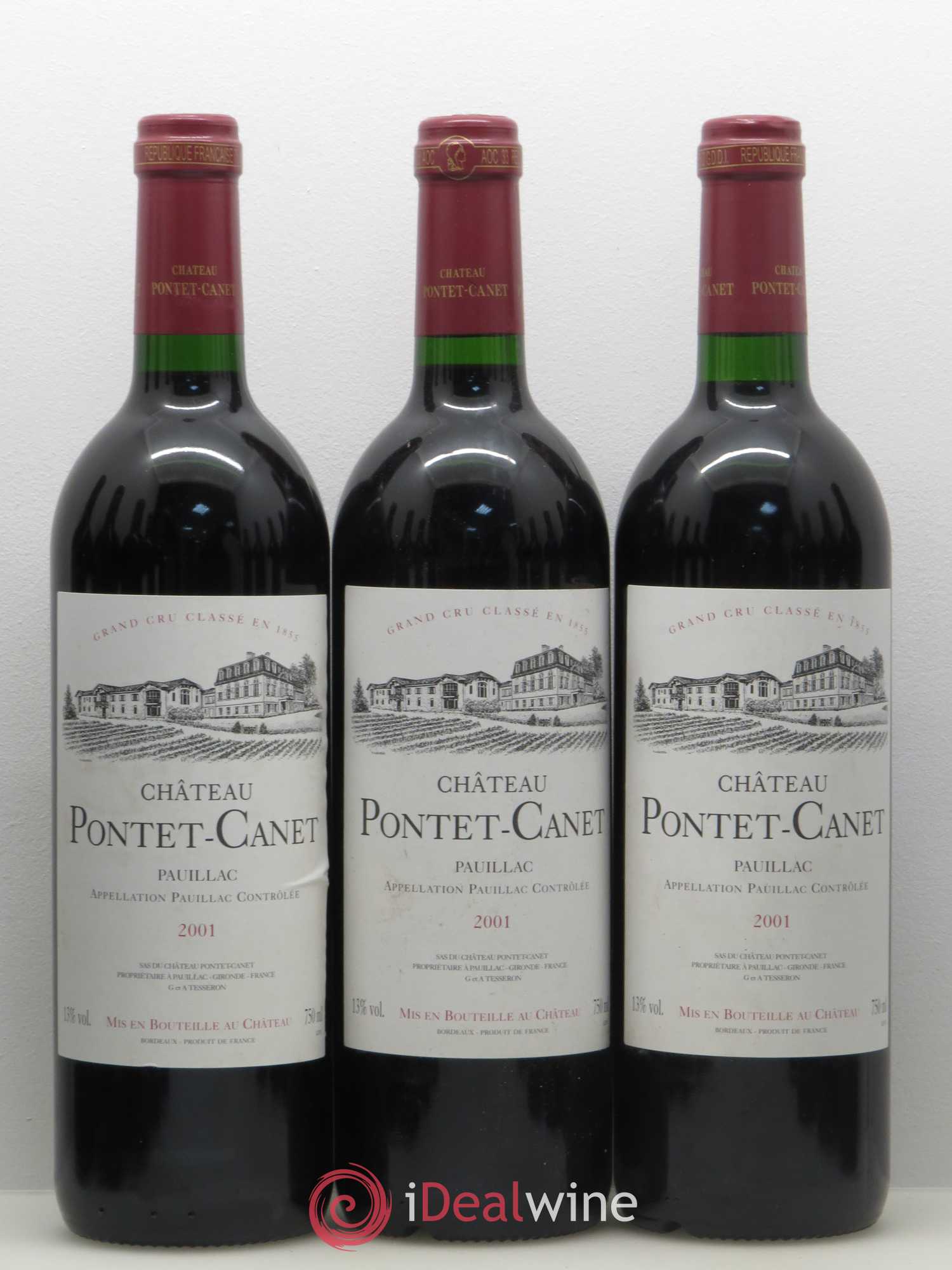 Château Pontet Canet 5ème Grand Cru Classé 2001 - Lot de 12 bouteilles - 1