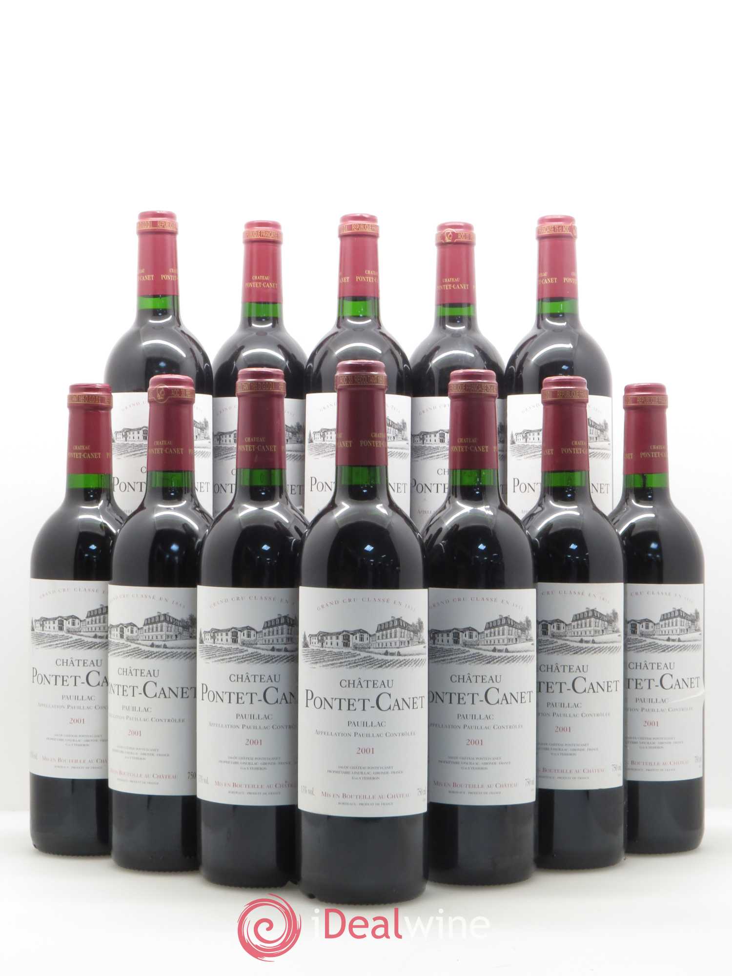 Château Pontet Canet 5ème Grand Cru Classé 2001 - Lot de 12 bouteilles - 0