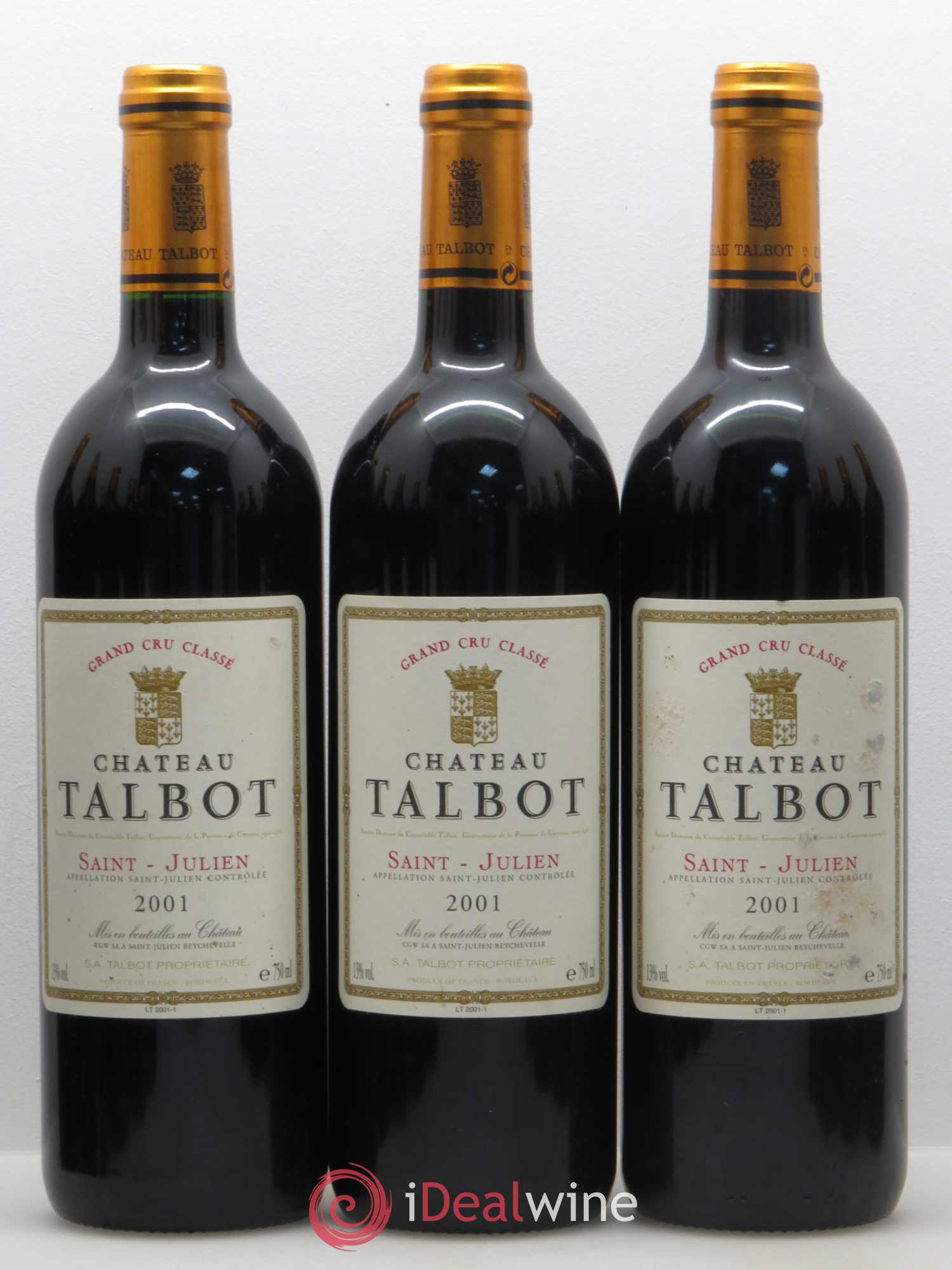 Château Talbot 4ème Grand Cru Classé 2001 - Lot de 12 bouteilles - 1