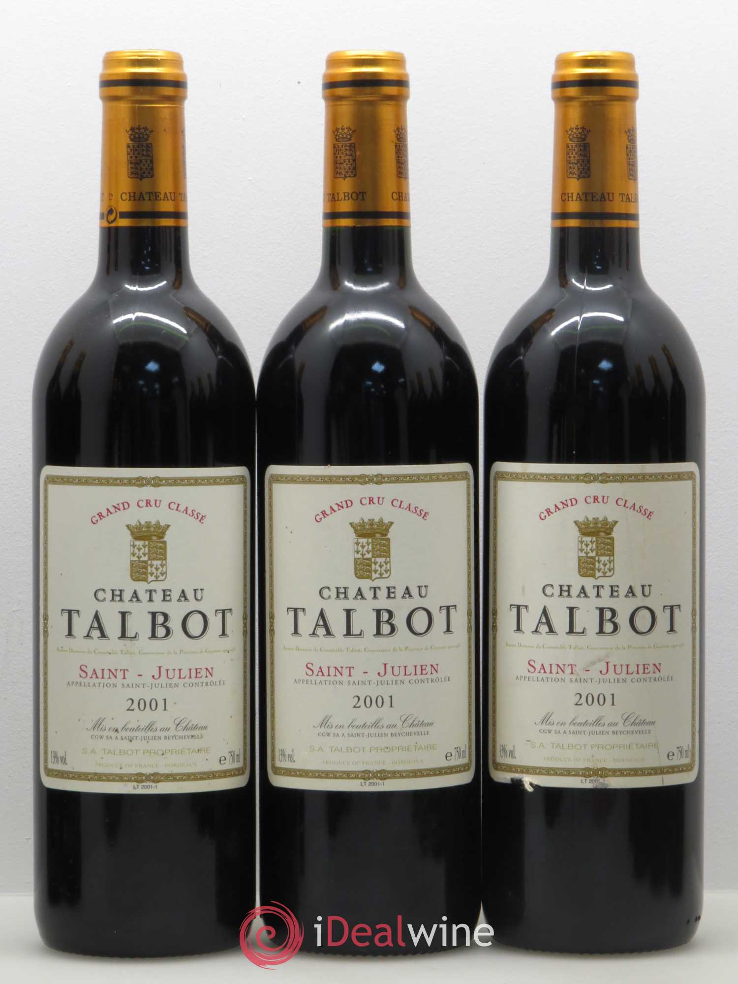 Château Talbot 4ème Grand Cru Classé 2001 - Lot de 12 bouteilles - 2