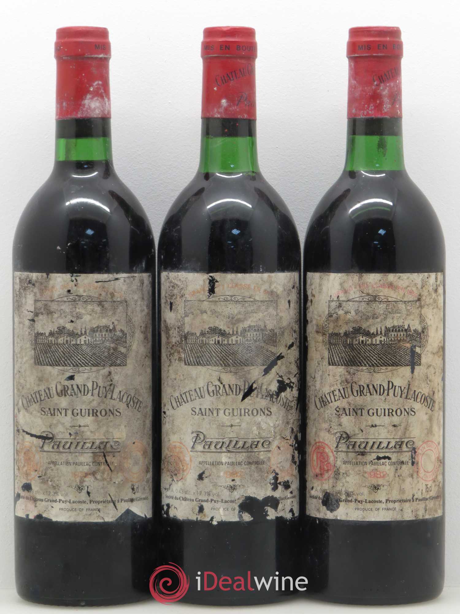 Château Grand Puy Lacoste 5ème Grand Cru Classé 1982 - Lot de 3 bouteilles - 0
