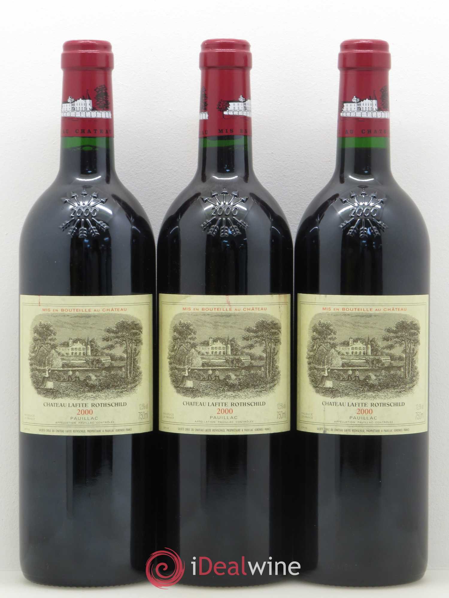 Château Lafite Rothschild 1er Grand Cru Classé 2000 - Lot de 3 bouteilles - 0