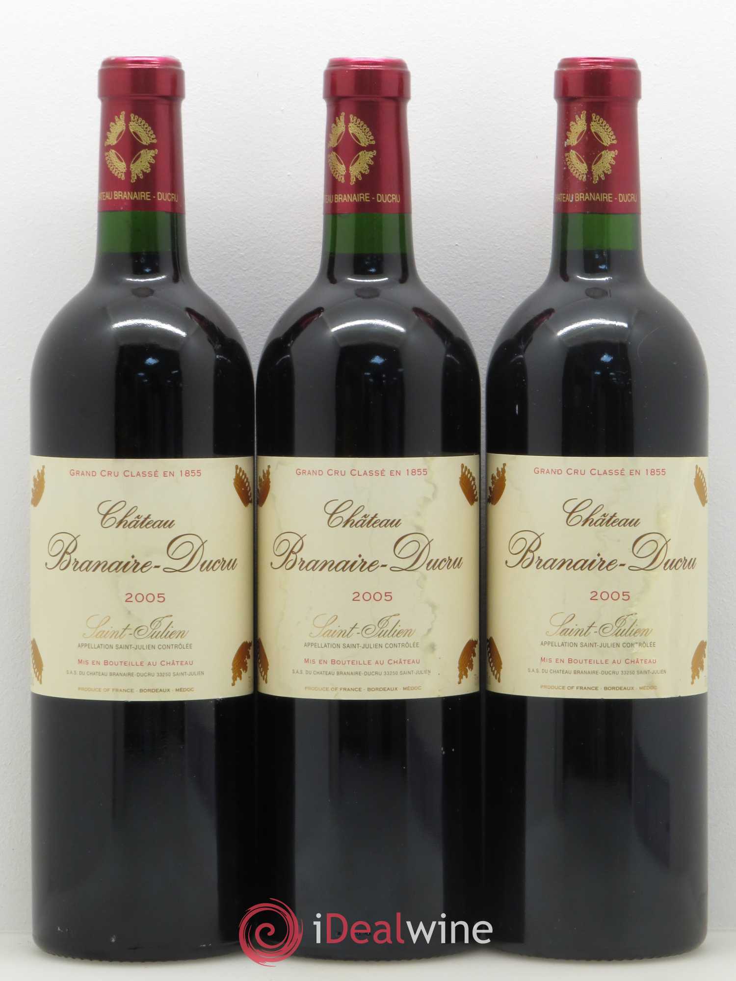 Château Branaire Ducru 4ème Grand Cru Classé 2005 - Lot de 3 bouteilles - 0