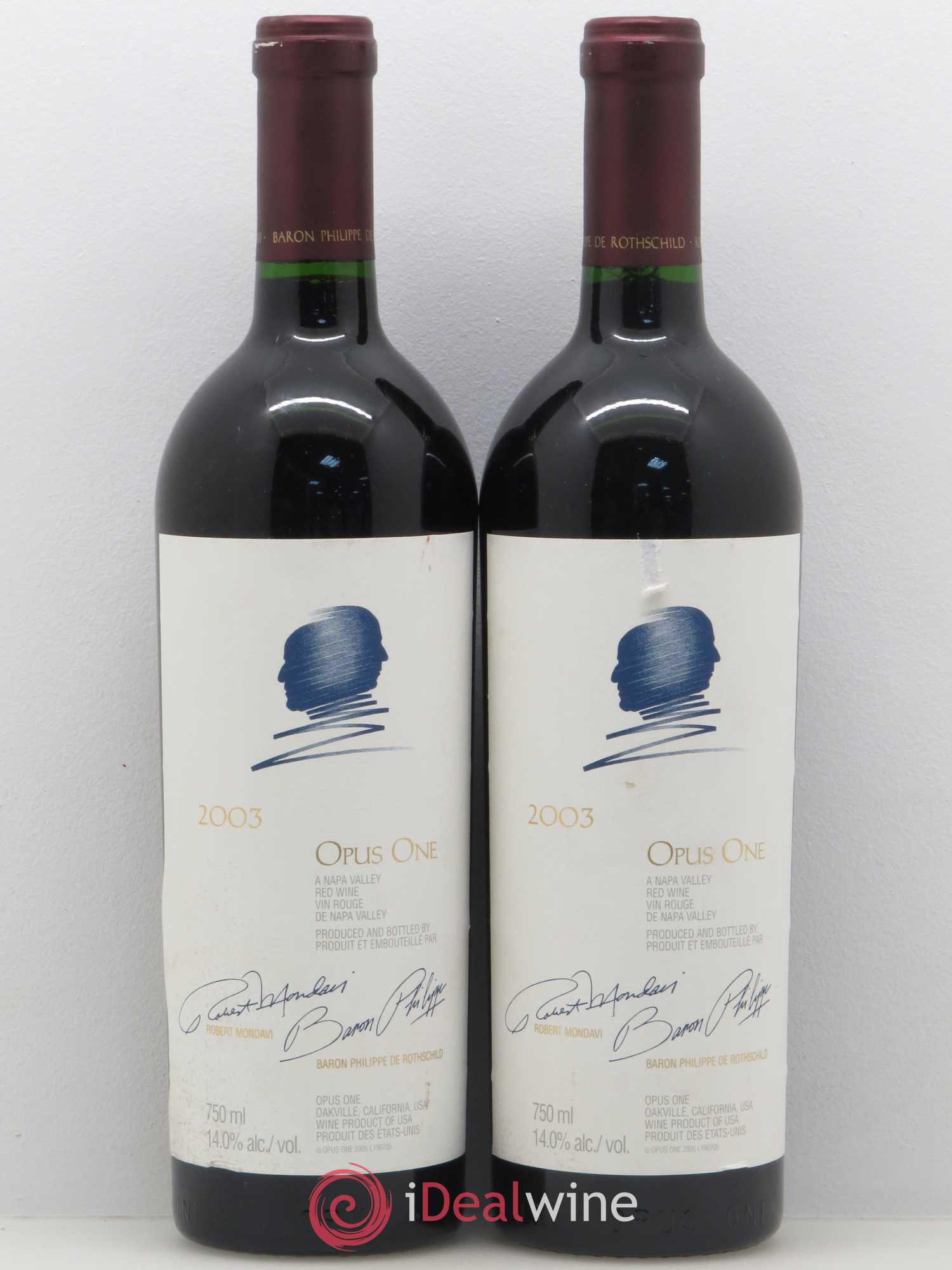 Napa Valley Opus One Robert Mondavi 2003 - Lot de 2 bouteilles - 0