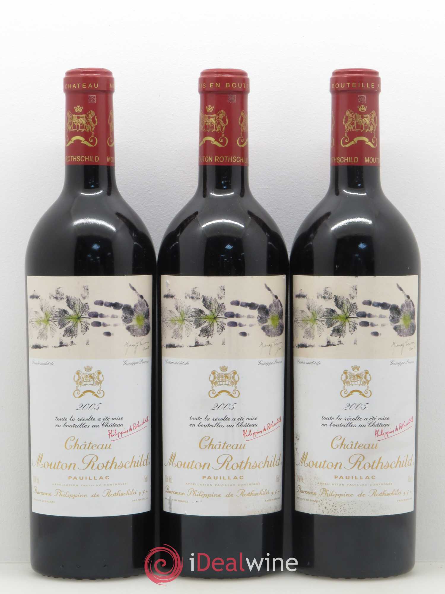 Château Mouton Rothschild 1er Grand Cru Classé 2005 - Lot de 3 bouteilles - 0
