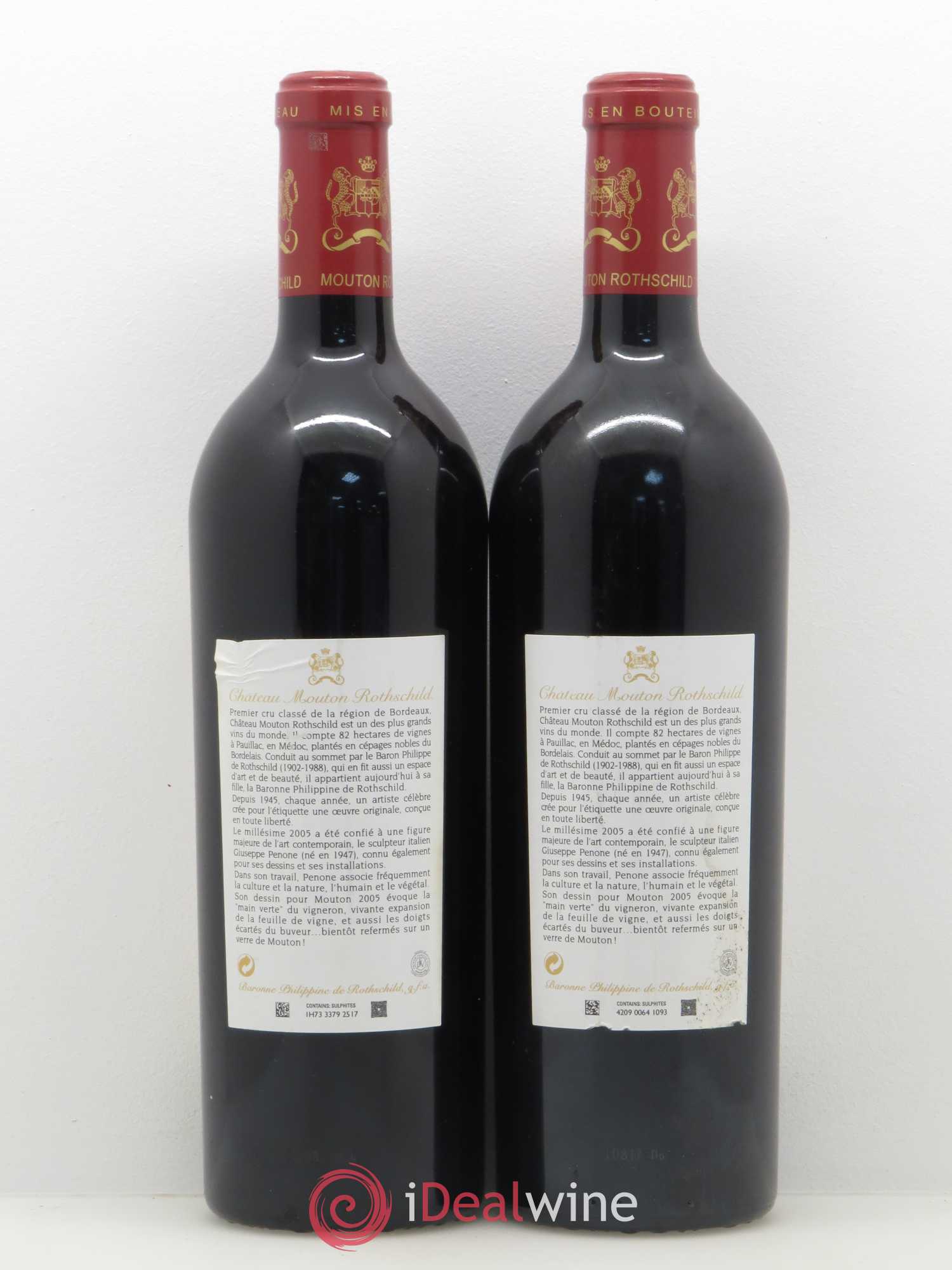Château Mouton Rothschild 1er Grand Cru Classé 2005 - Lot de 2 bouteilles - 1