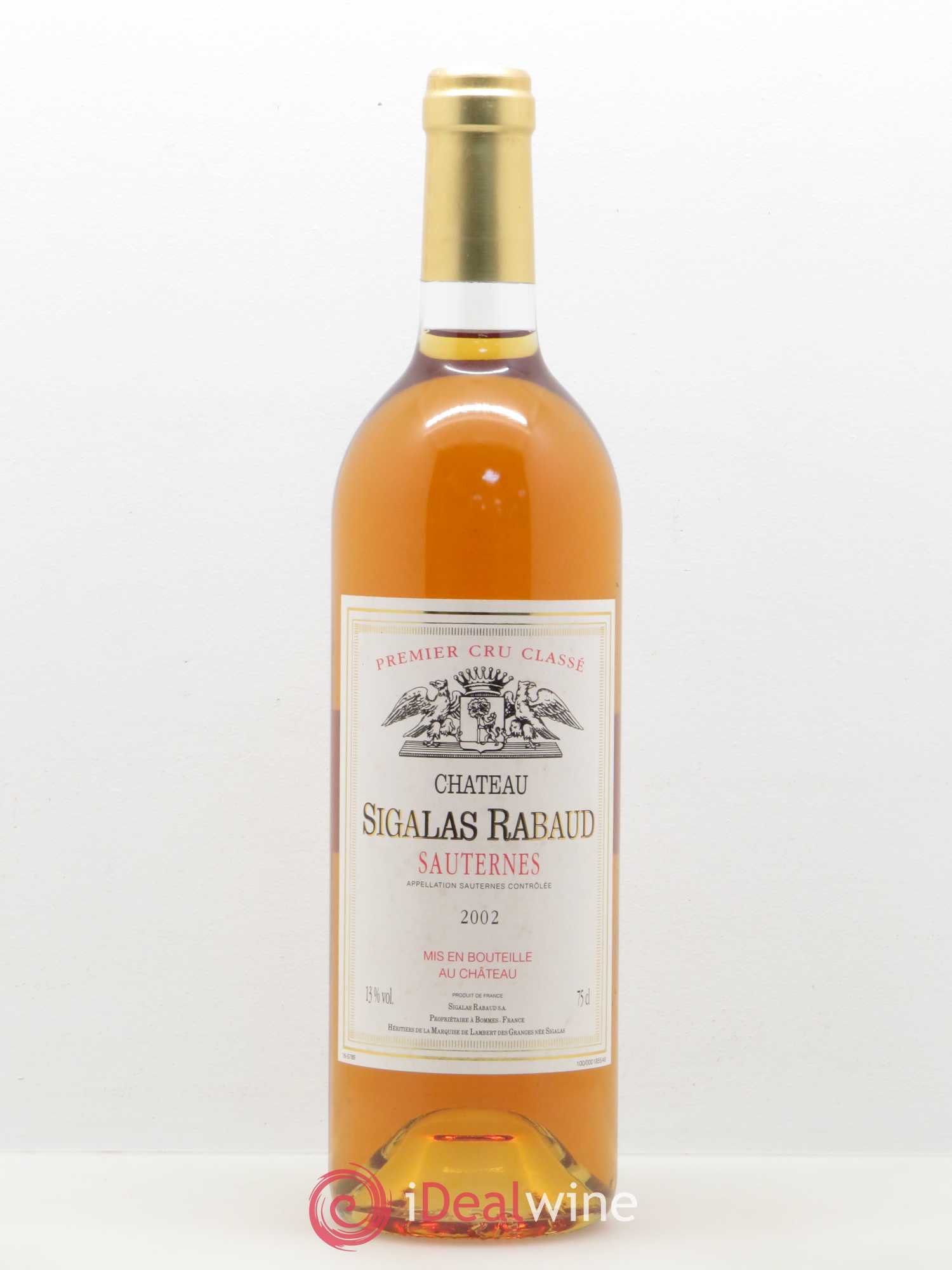 Château Sigalas Rabaud 1er Grand Cru Classé 2002 - Posten von 1 Flasche - 0