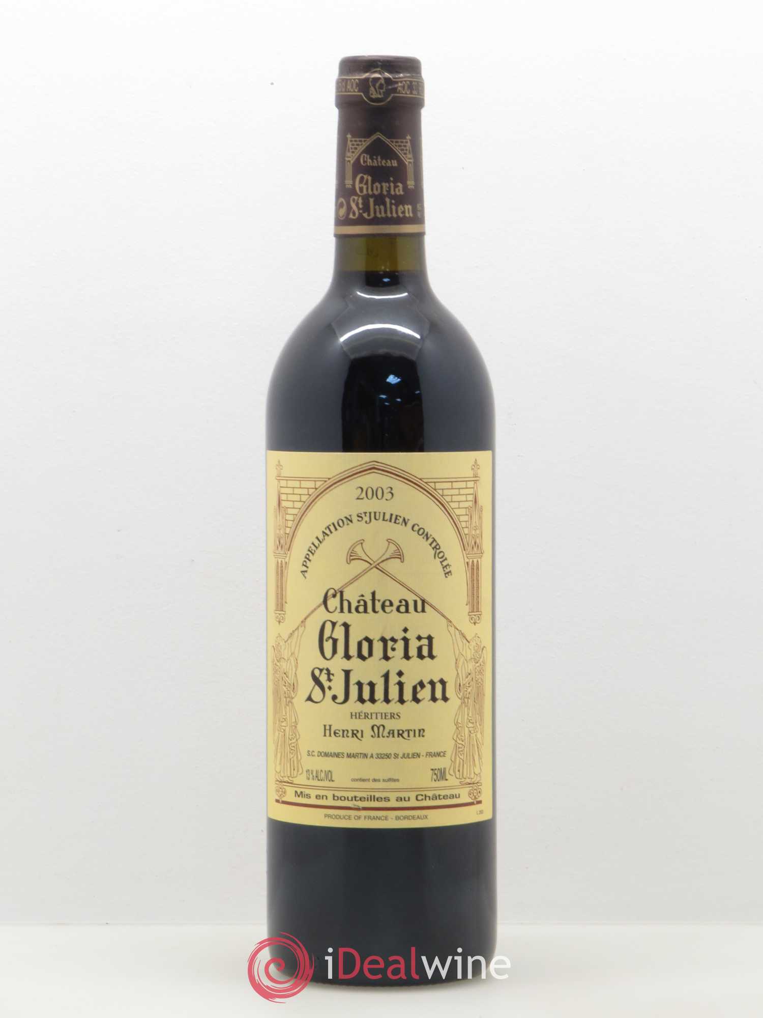 Château Gloria 2003 - Lot de 1 bouteille - 0