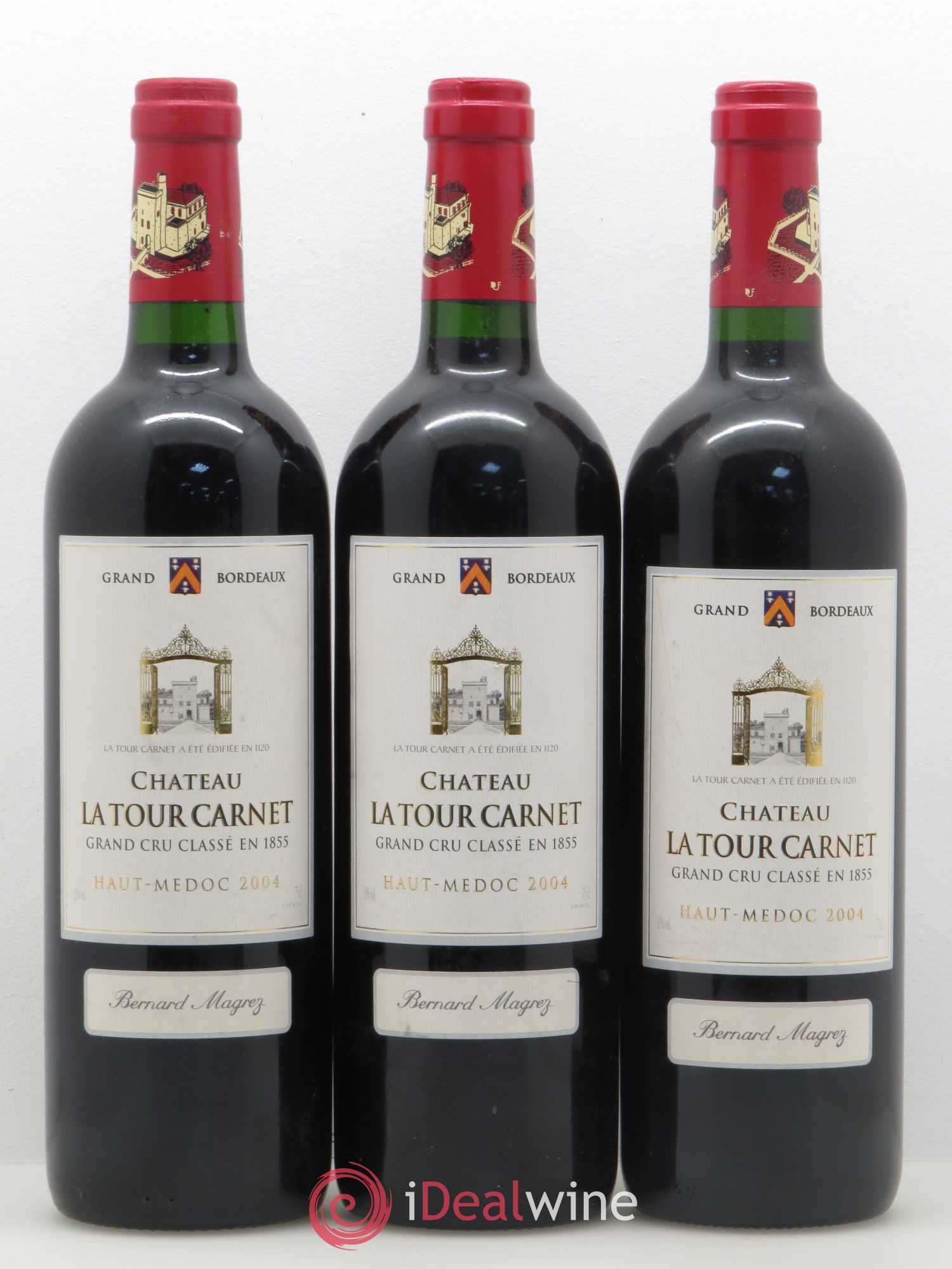 Château la Tour Carnet 4ème Grand Cru Classé 2004 - Lot de 3 bouteilles - 0