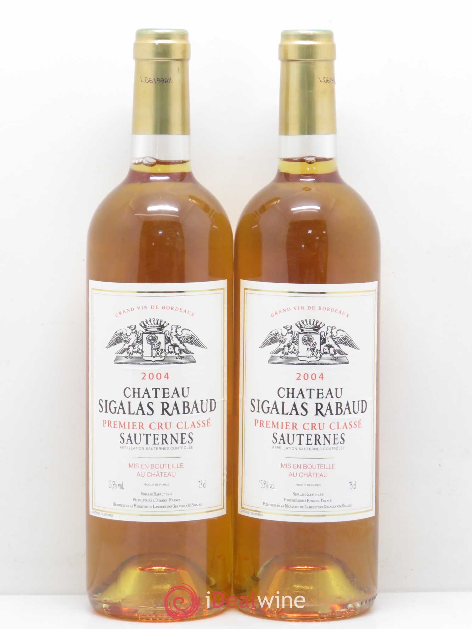 Château Sigalas Rabaud 1er Grand Cru Classé 2004 - Lotto di 2 bottiglie - 0