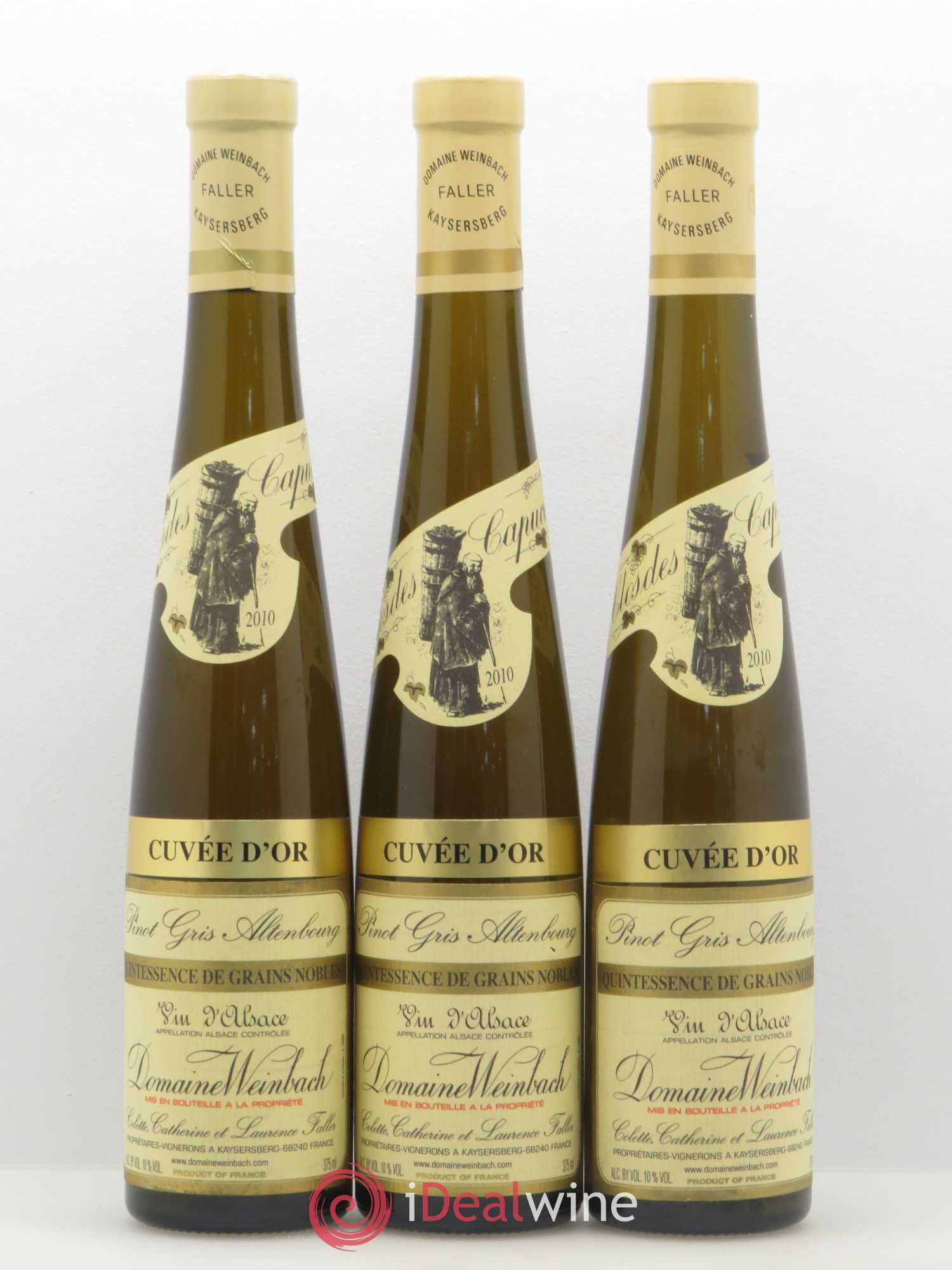 Alsace Pinot Gris (Tokay) Quintessence de Grains Nobles Clos des Capucins - Cuvée d'Or Weinbach (Domaine) 2010 - Posten von 3 Demi-Flaschen - 0