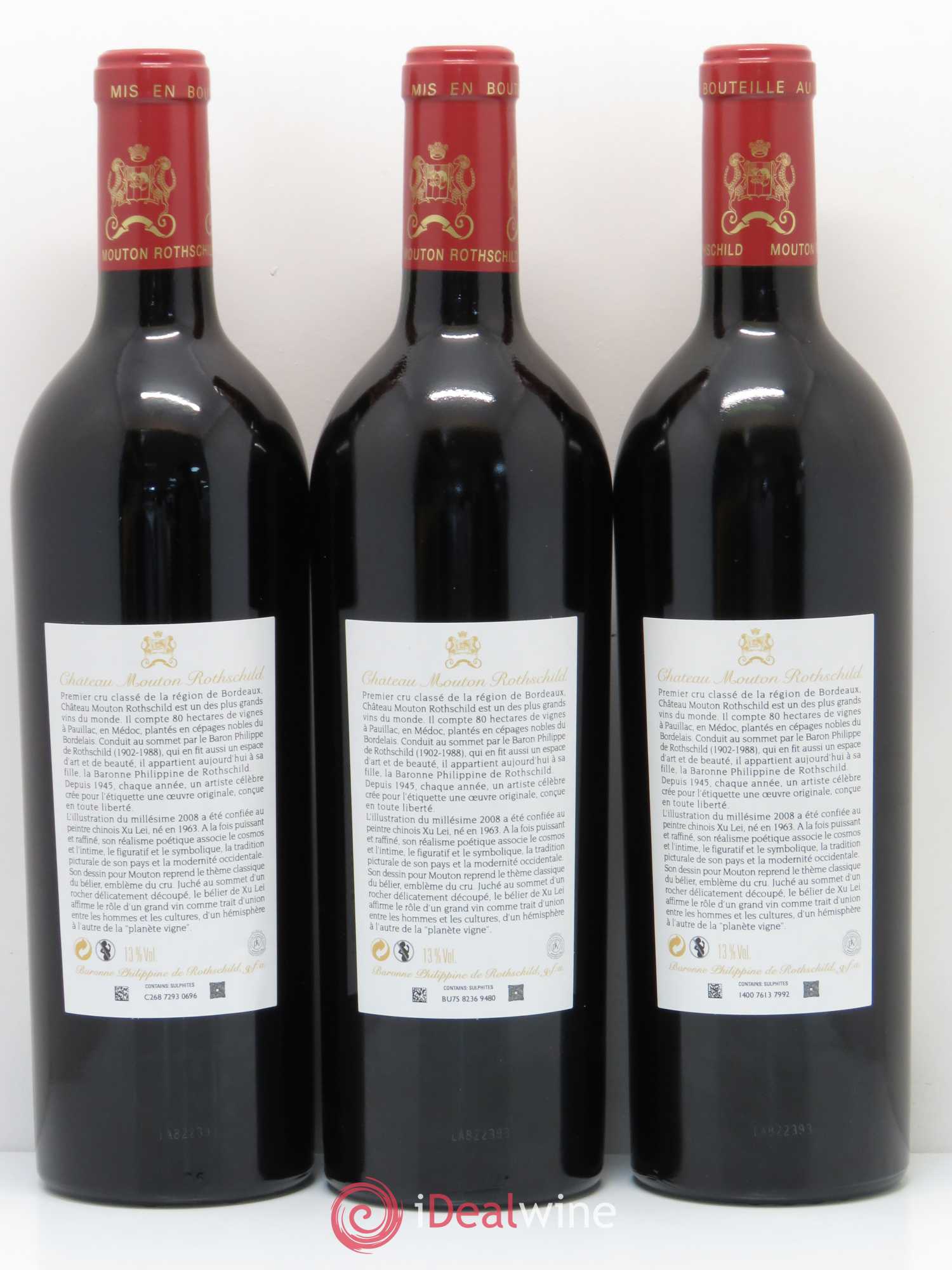 Château Mouton Rothschild 1er Grand Cru Classé 2008 - Lot de 12 bouteilles - 6