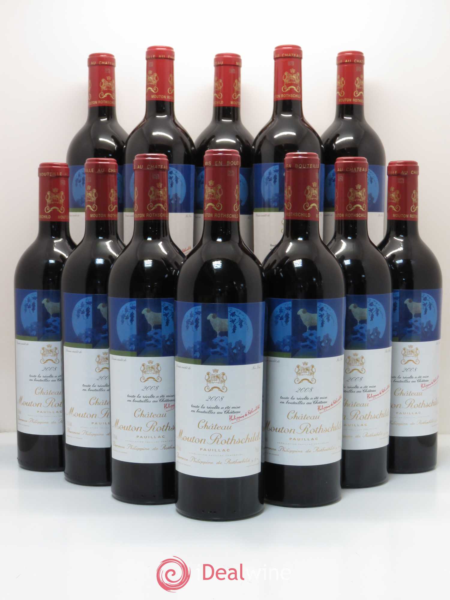 Château Mouton Rothschild 1er Grand Cru Classé 2008 - Lot de 12 bouteilles - 0