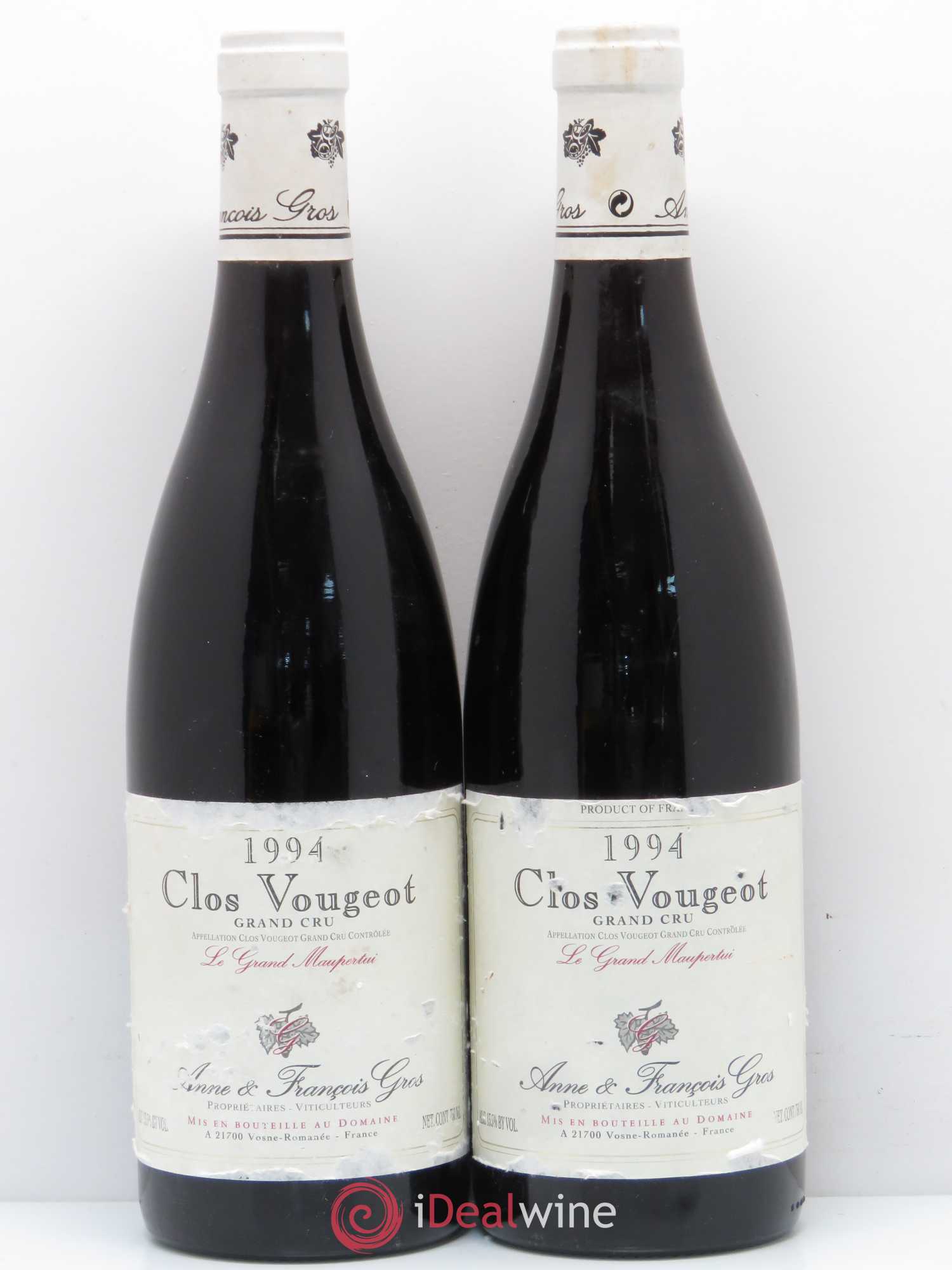 Clos de Vougeot Grand Cru Le Grand Maupertui Anne Gros 1994 - Lot de 2 bouteilles - 0