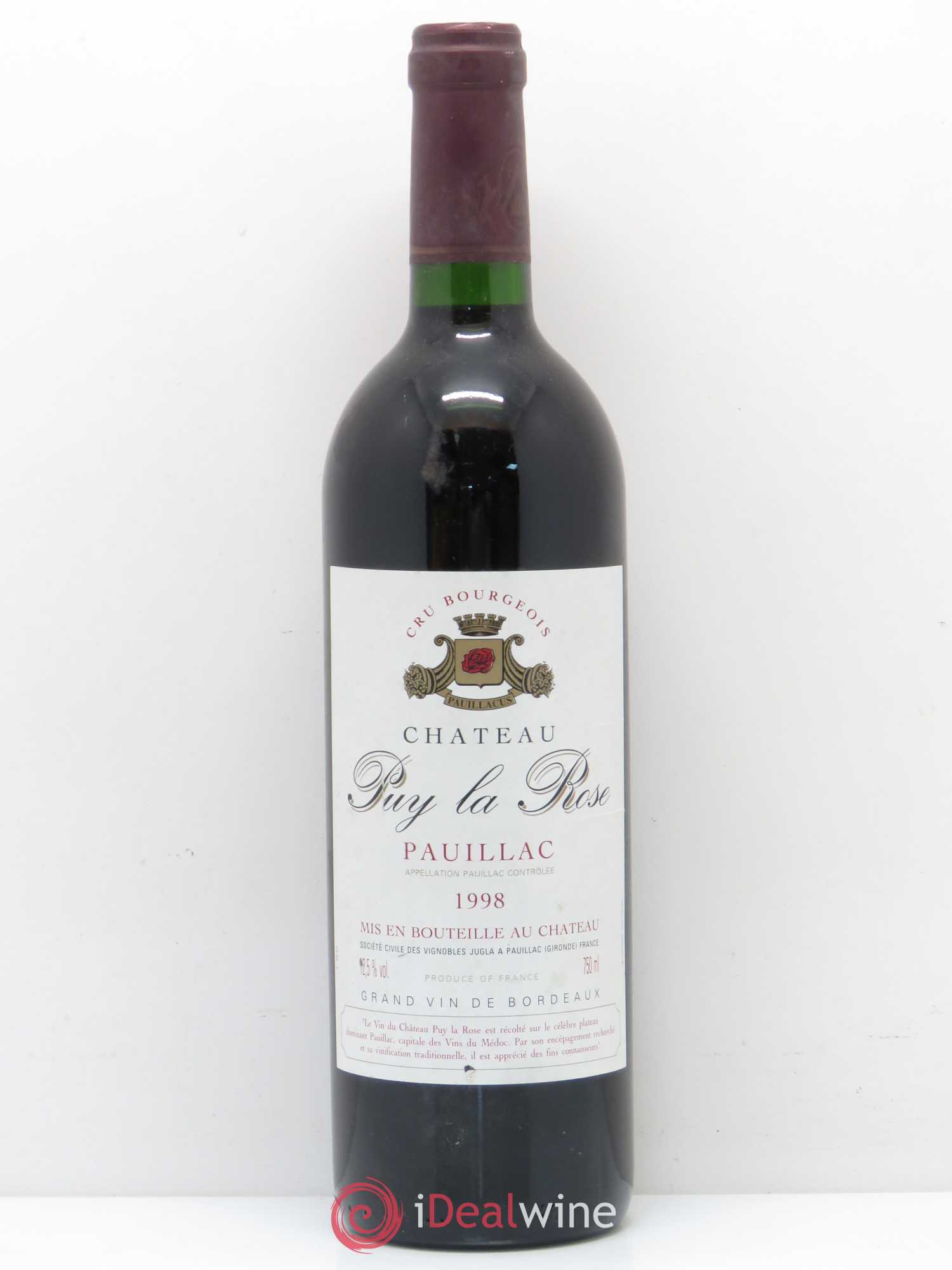 Pauillac Château Puy La Rose 1998 - Posten von 1 Flasche - 0