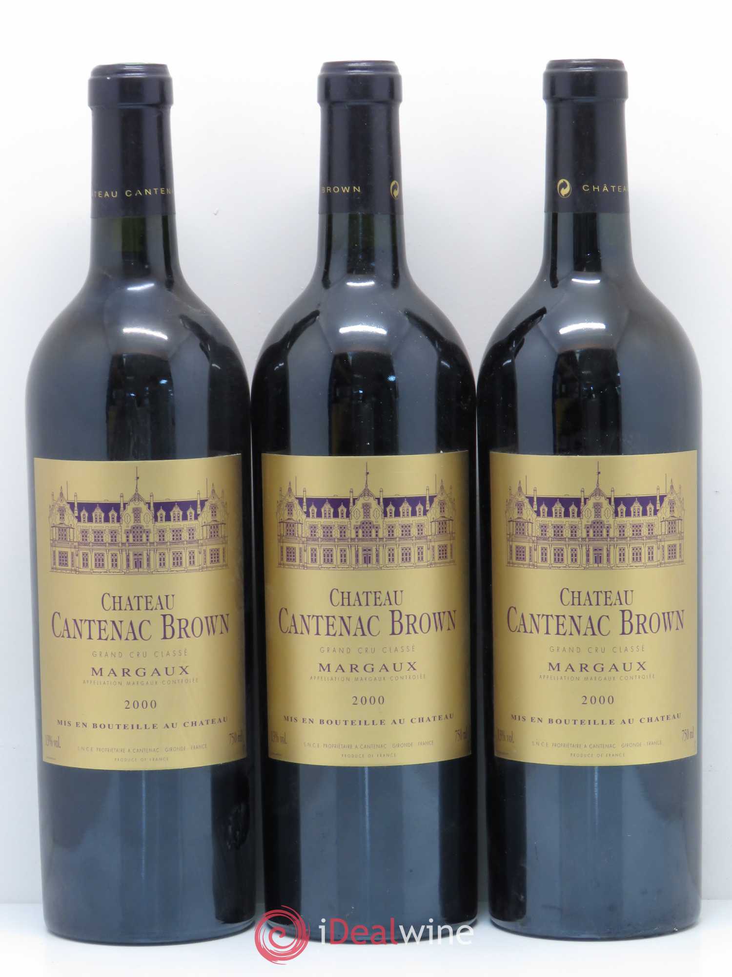 Château Cantenac Brown 3ème Grand Cru Classé 2000 - Lot de 3 bouteilles - 0