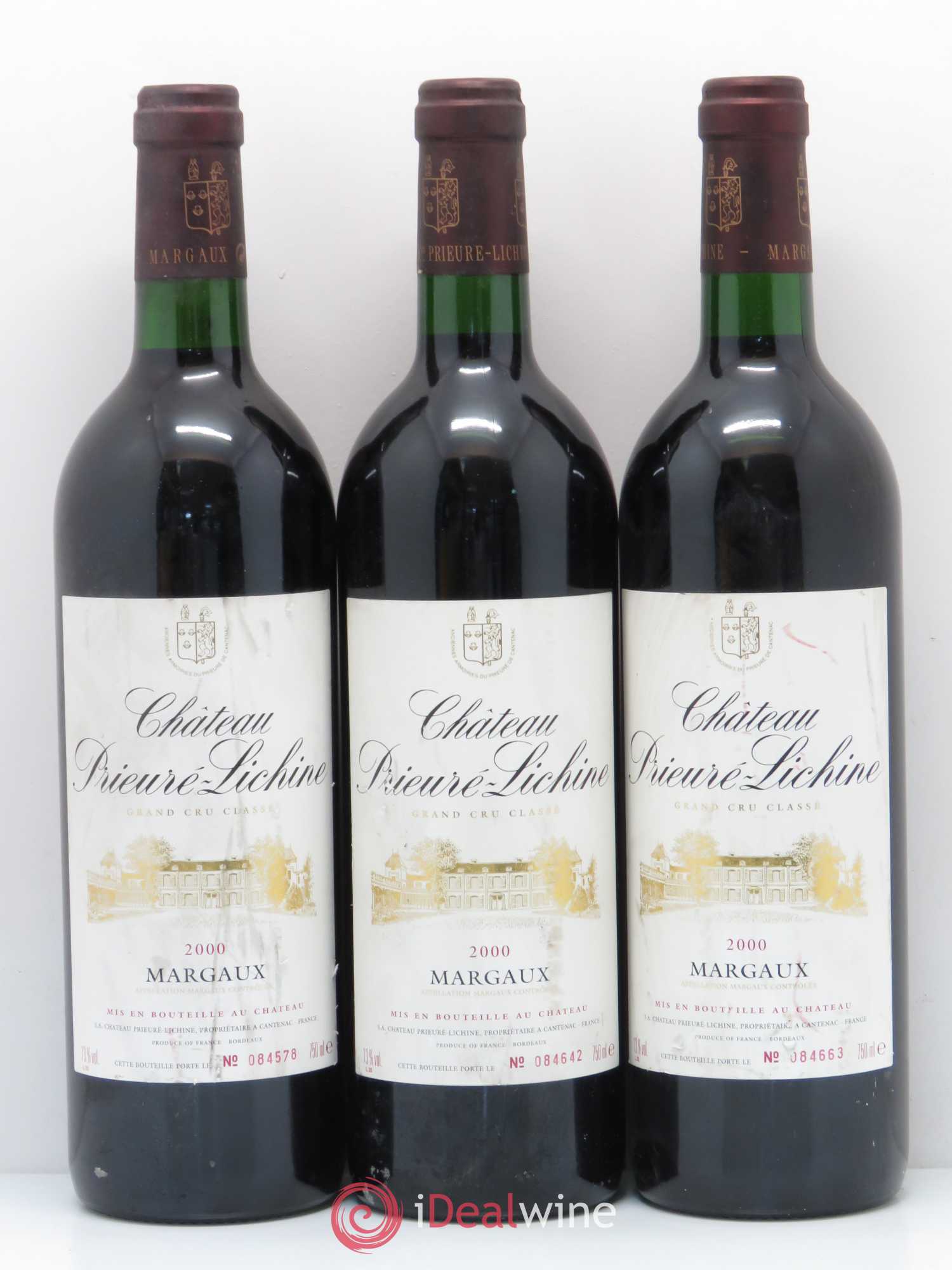 Château Prieuré Lichine 4ème Grand Cru Classé 2000 - Lot de 3 bouteilles - 0