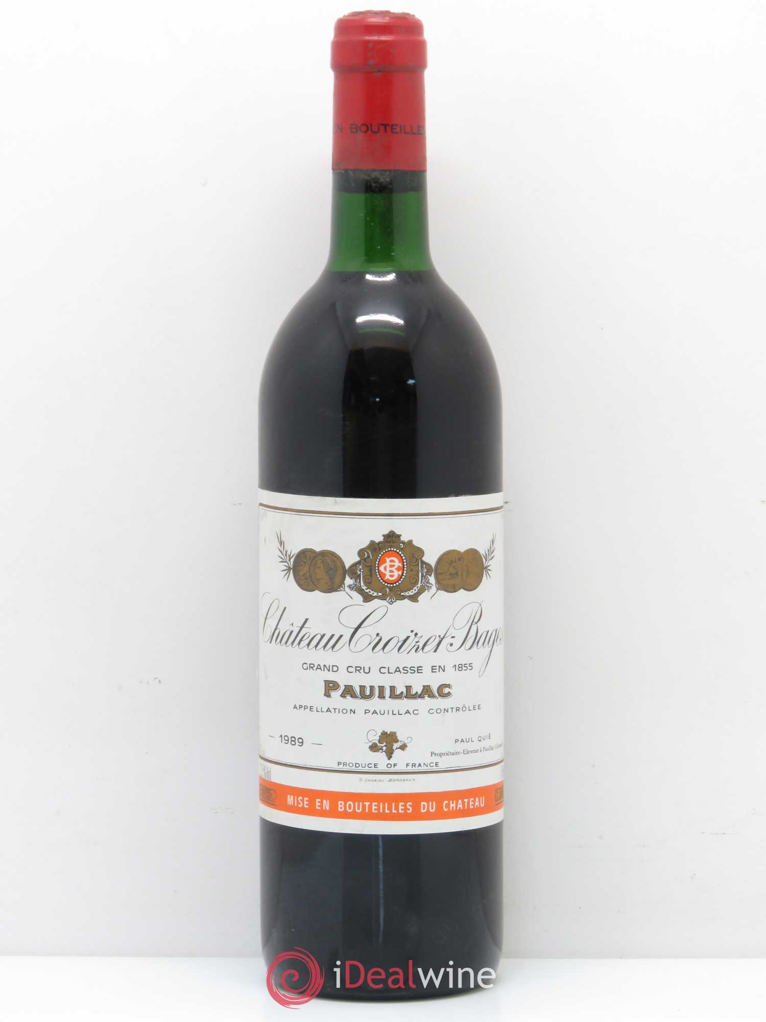 Château Croizet Bages 5ème Grand Cru Classé 1989 - Lot de 1 bouteille - 0