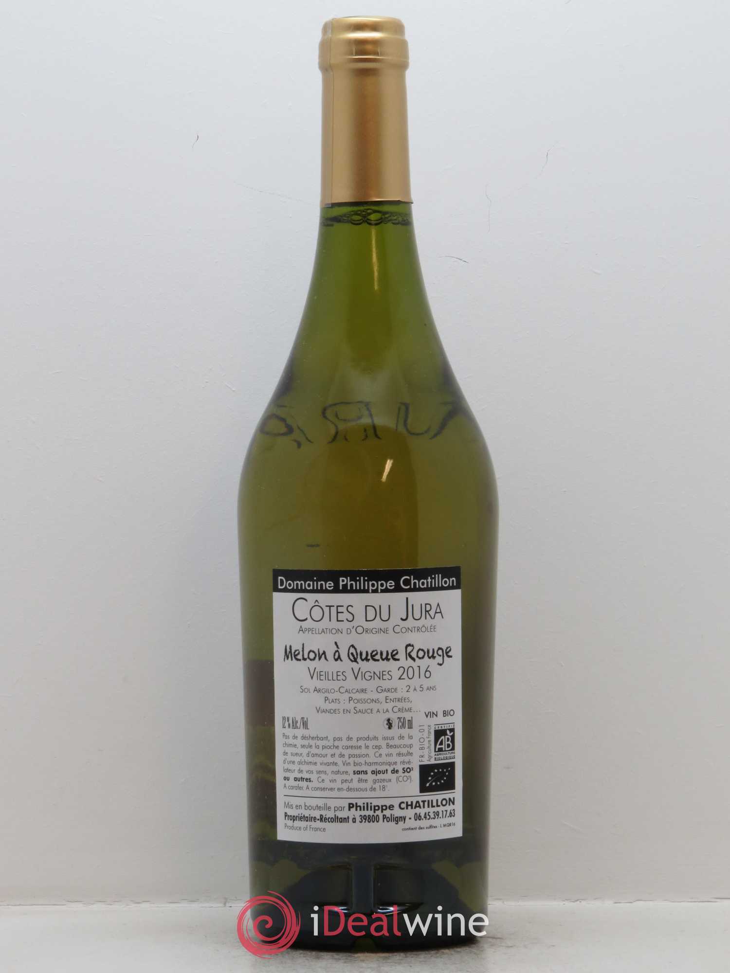 Côtes du Jura Melon à Queue Rouge Philippe Chatillon 2016 - Lot de 1 bouteille - 1