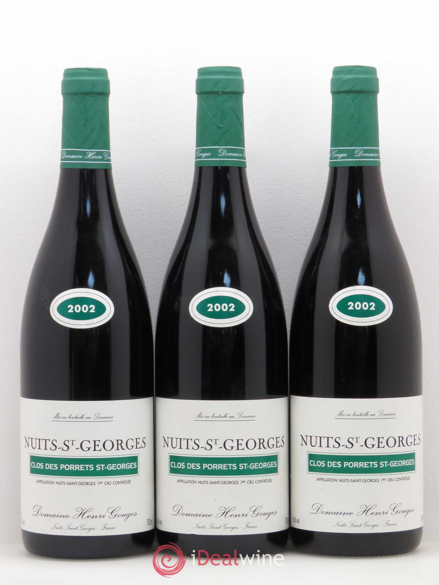 Nuits-Saint-Georges 1er Cru Clos des Porrets St Georges Henri Gouges 2002 - Posten von 3 Flaschen - 0