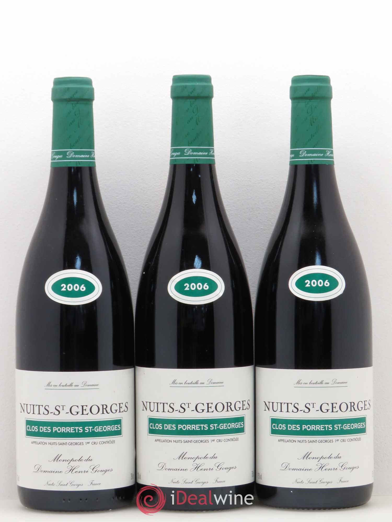 Nuits-Saint-Georges 1er Cru Clos des Porrets St Georges Henri Gouges 2006 - Lot de 3 bouteilles - 0