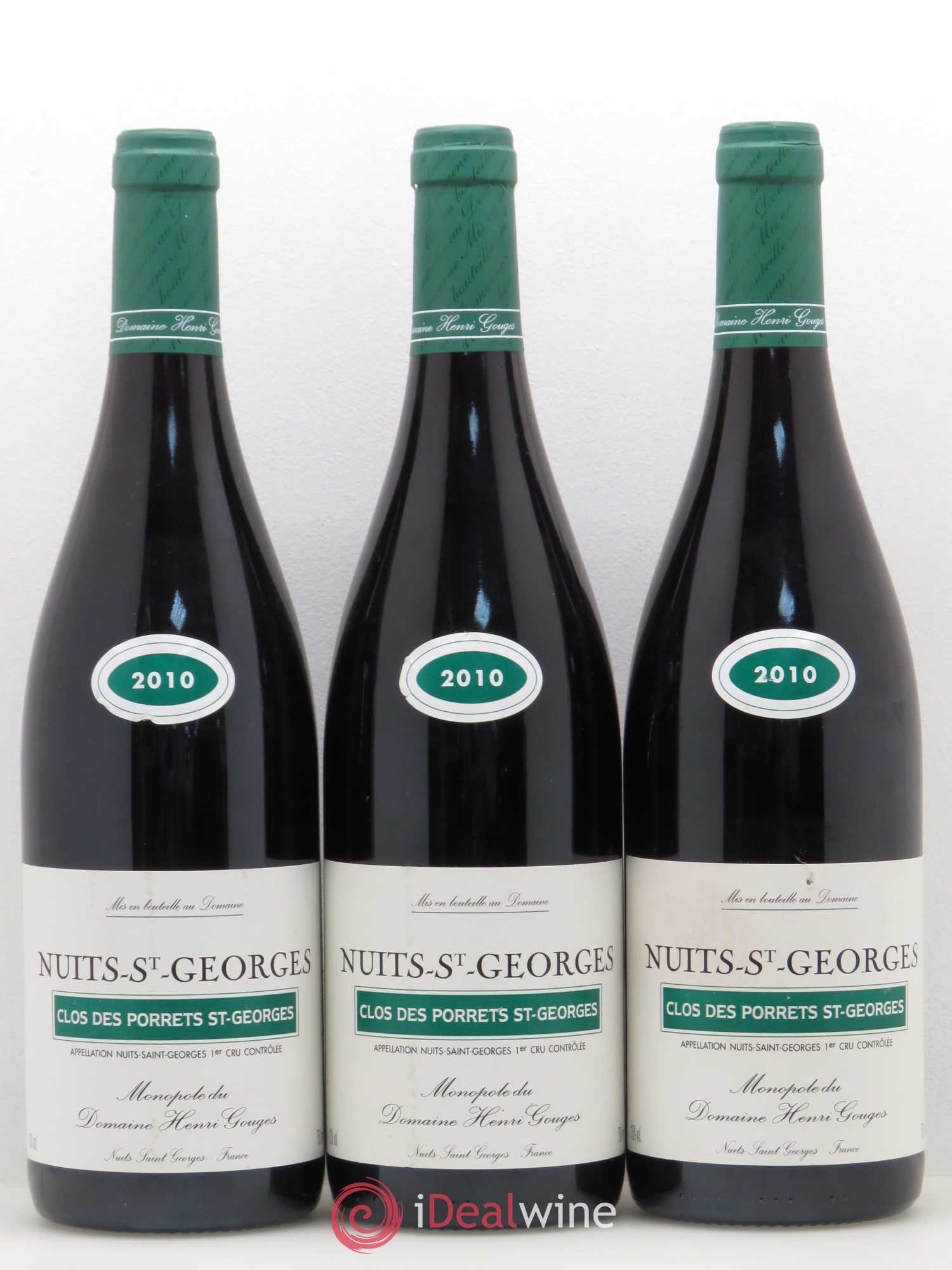 Nuits-Saint-Georges 1er Cru Clos des Porrets St Georges Henri Gouges 2010 - Lot de 3 bouteilles - 0