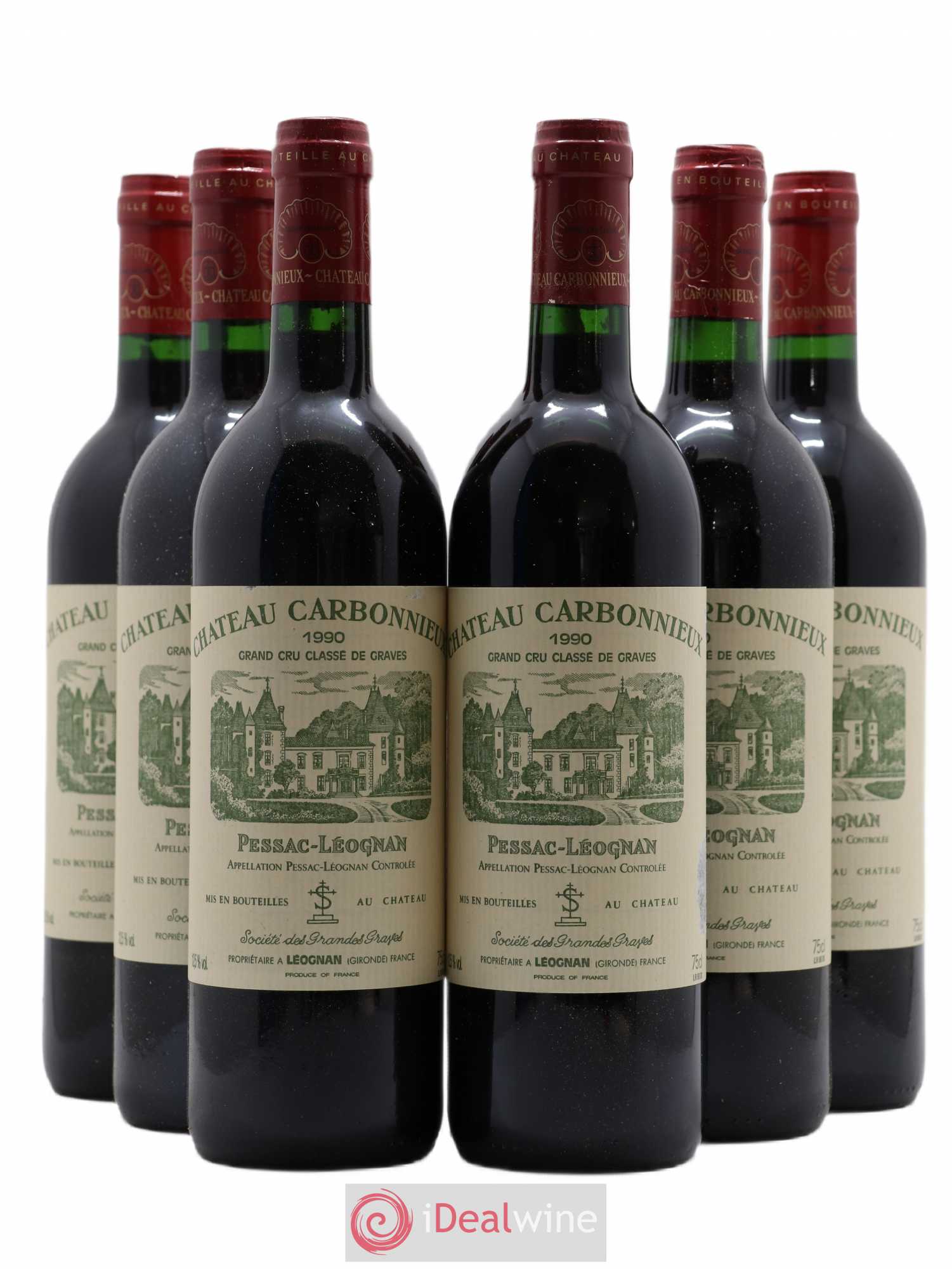 Château Carbonnieux Cru Classé de Graves 1990 - Lot de 6 bouteilles - 0