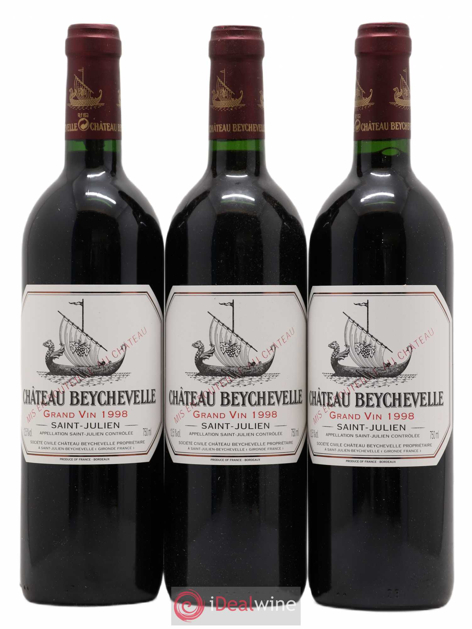 Château Beychevelle 4ème Grand Cru Classé 1998 - Lot de 3 bouteilles - 0