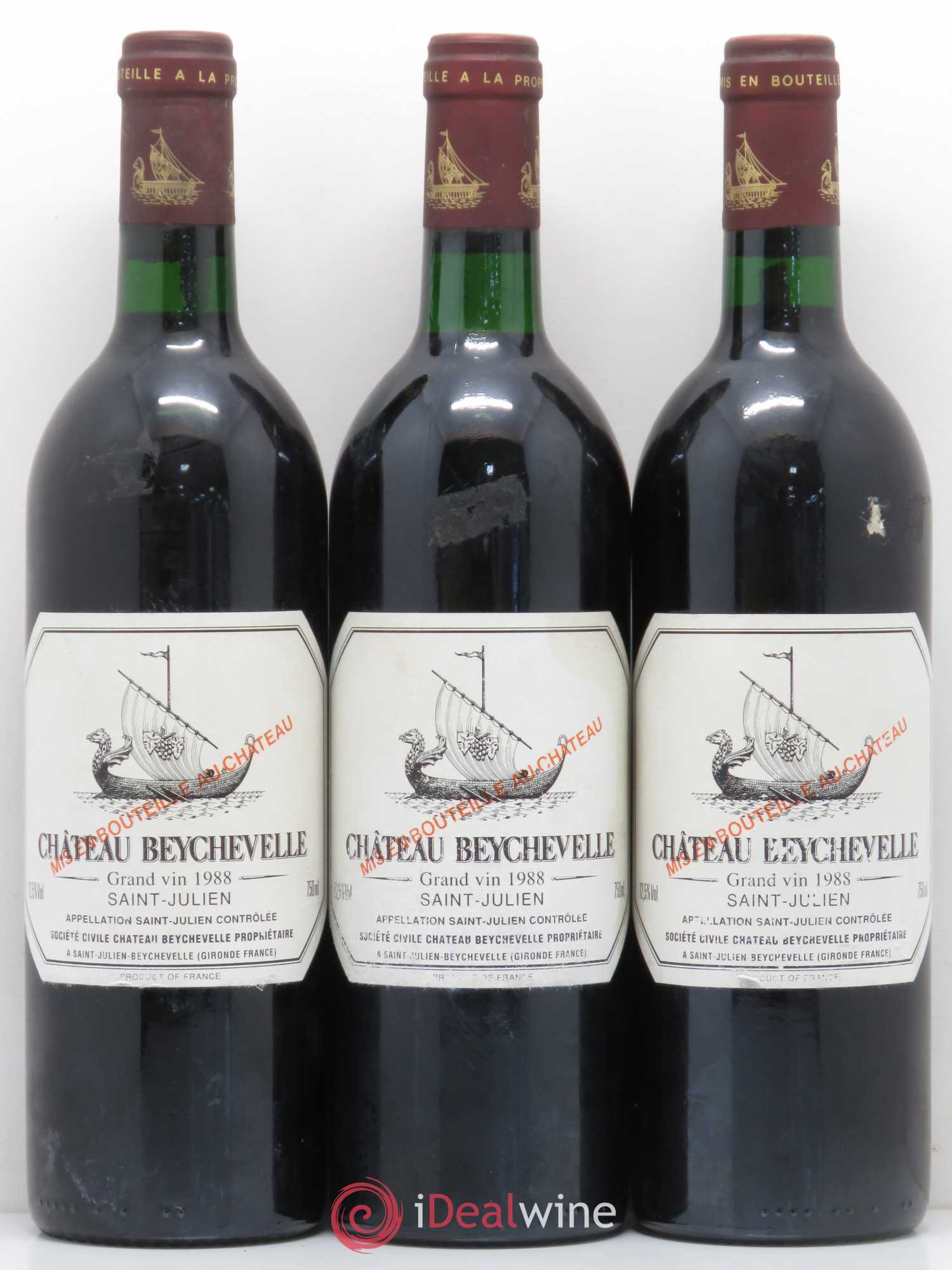 Château Beychevelle 4ème Grand Cru Classé 1988 - Lot de 3 bouteilles - 0