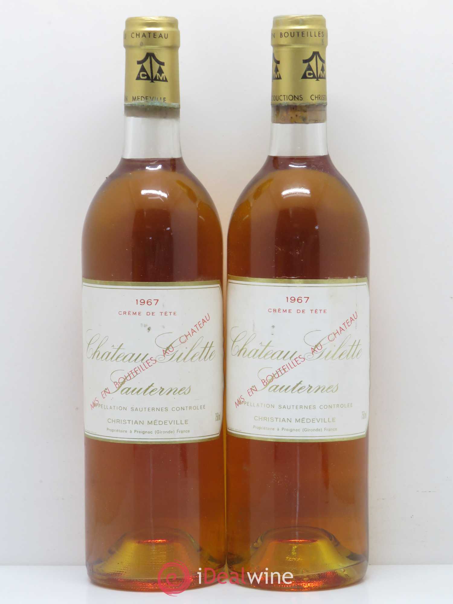 Château Gilette - Crème de Tête 1967 - Lotto di 2 bottiglie - 0