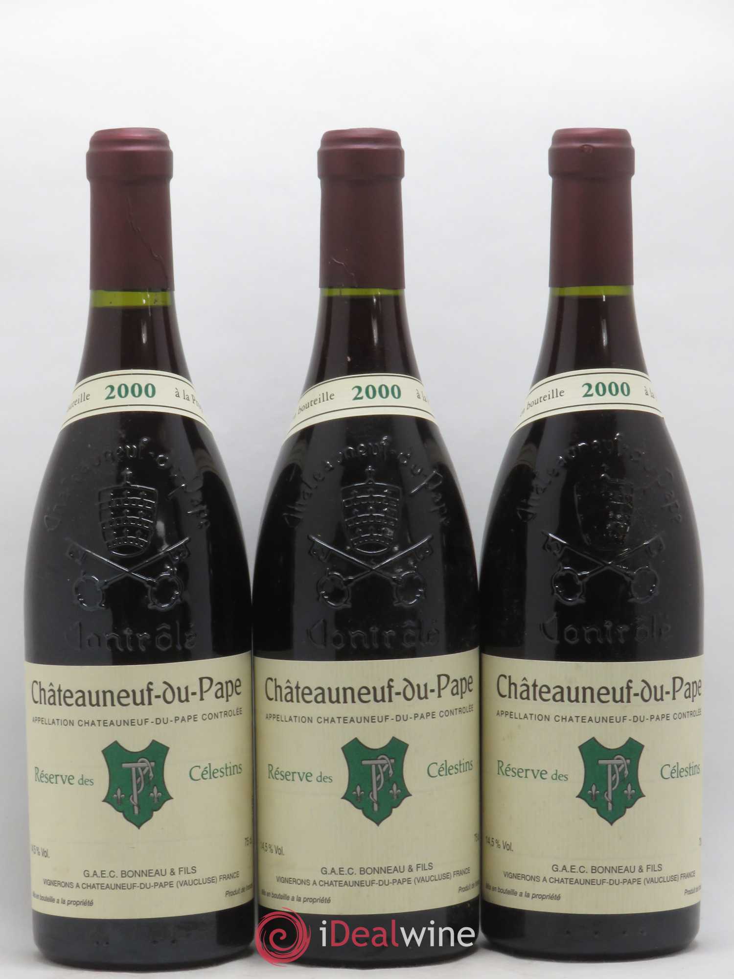 Châteauneuf-du-Pape Réserve des Célestins Henri Bonneau & Fils 2000 - Lot de 3 bouteilles - 0