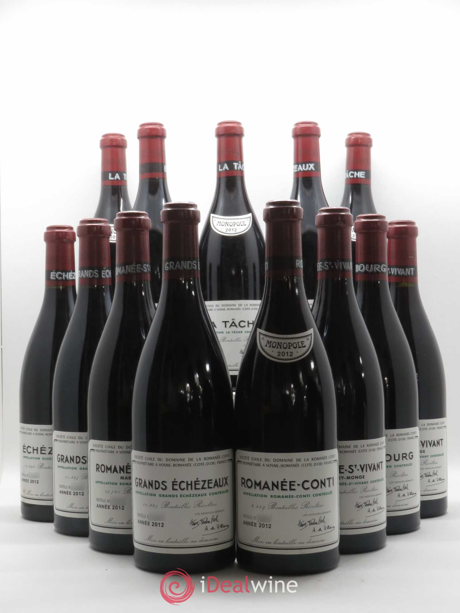Caisse Domaine de la Romanée Conti Domaine de la Romanée-Conti 1 Romanée Conti - 3 La Tache - 3 Romanée Saint Vivant - 1 Richebourg - 2 Grands Echezeaux - 3 Echezeaux 2012 - Lotto di 13 bottiglie - 0