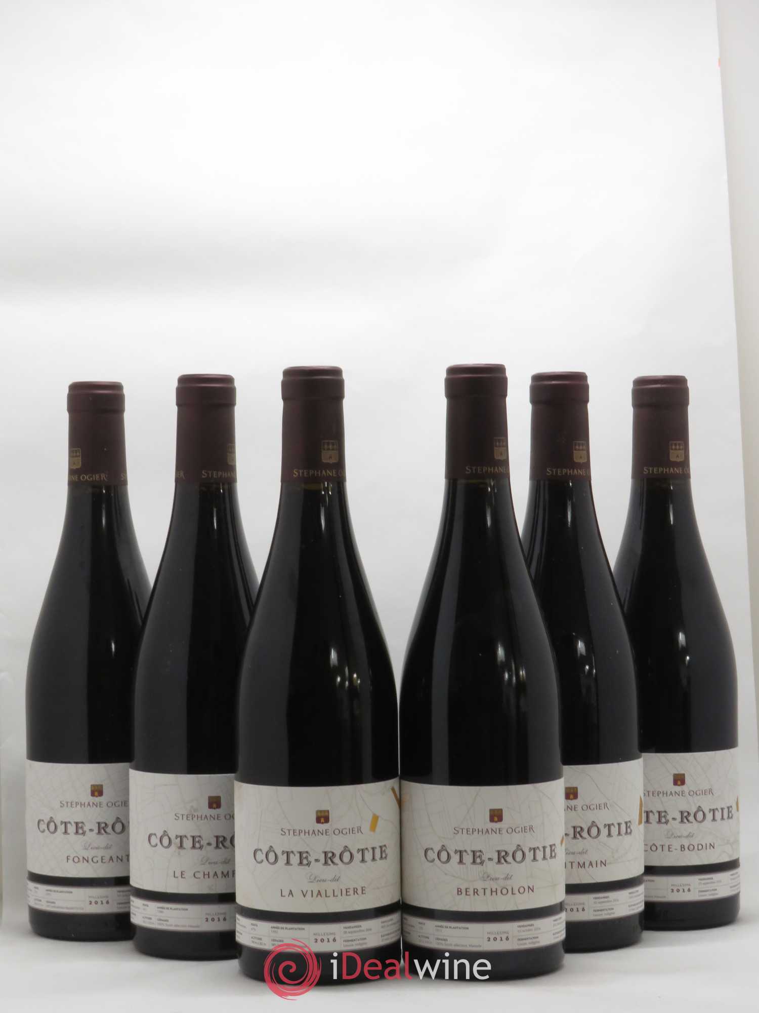 Assortiment Sélection Lieux-Dits Stéphane Ogier Fongeant, Le Champon, Côte-Bodin, Montmain, Bertholon, La Viallière 2016 - Posten von 6 Flaschen - 0