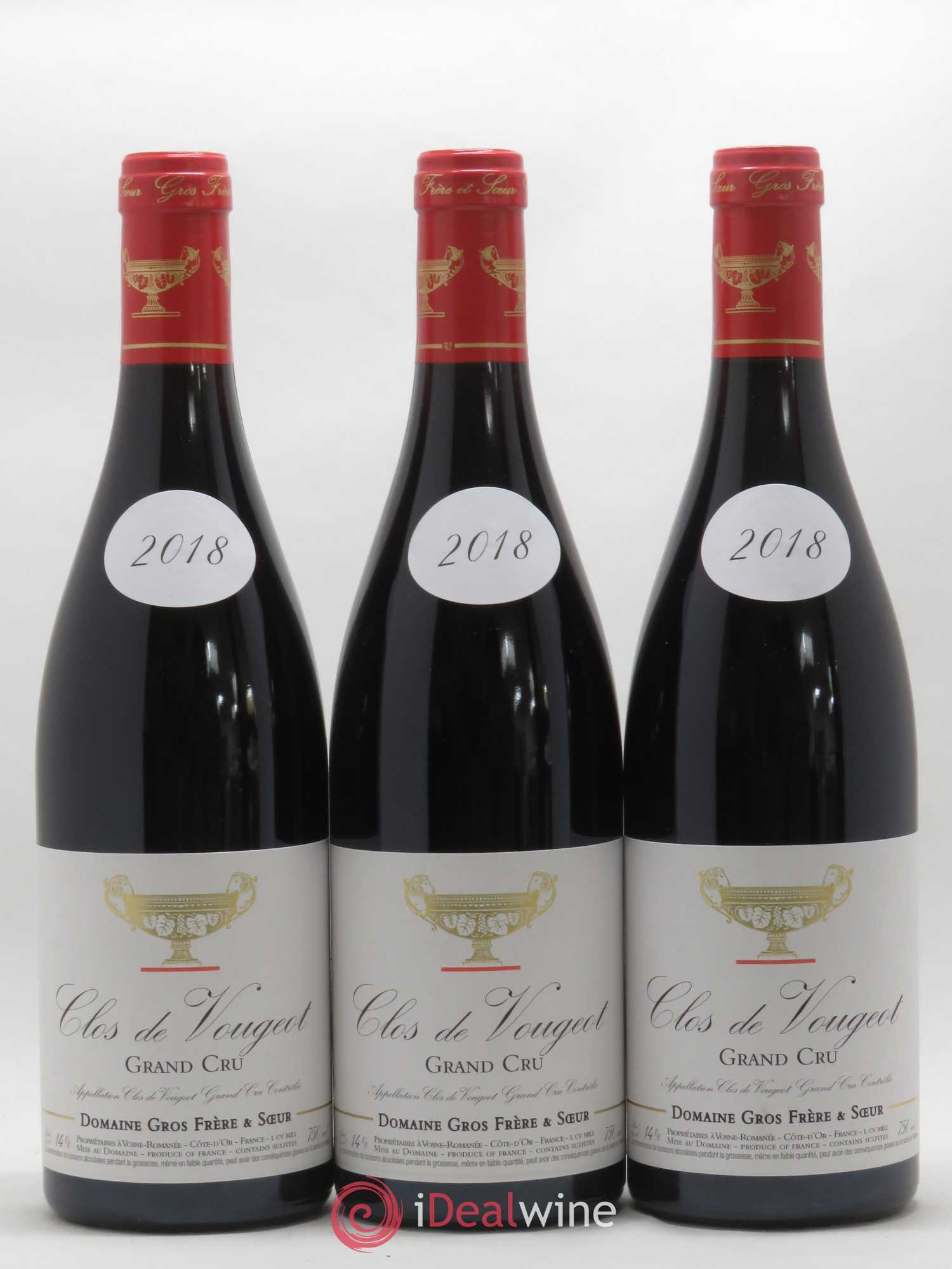 Clos de Vougeot Grand Cru Gros Frère & Soeur 2018 - Lot de 3 bouteilles - 0
