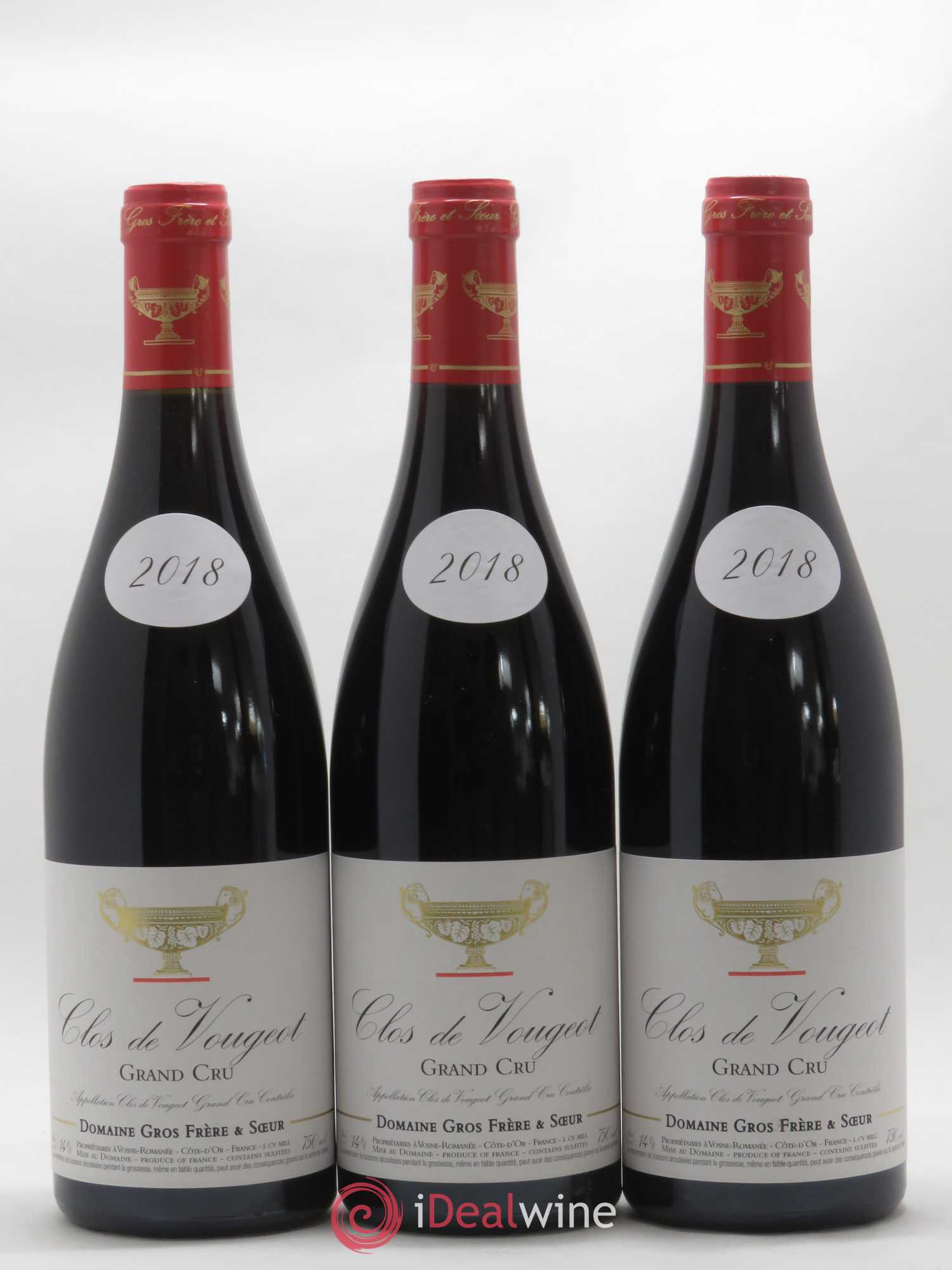 Clos de Vougeot Grand Cru Gros Frère & Soeur 2018 - Lotto di 3 bottiglie - 0