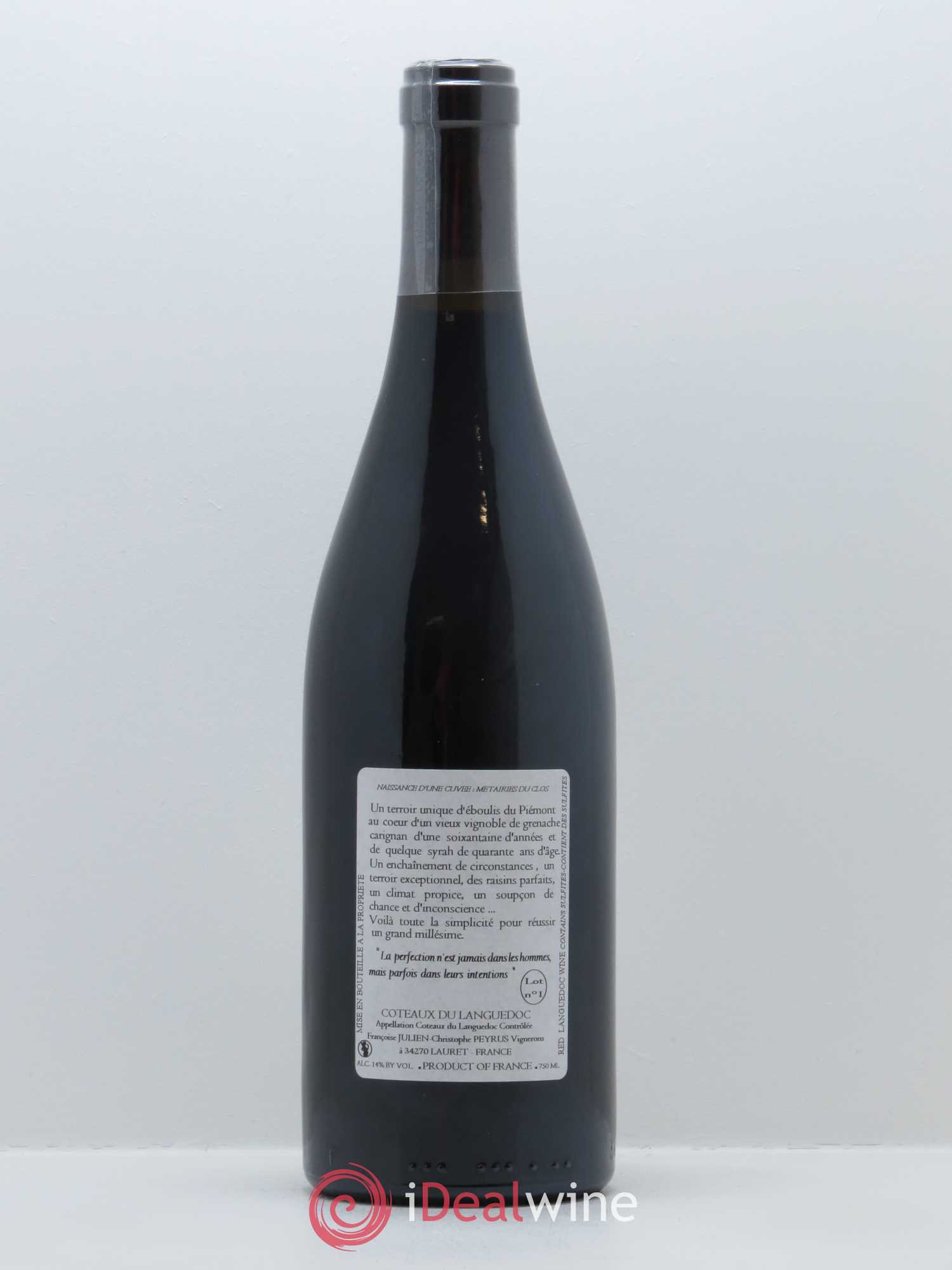 Pic Saint-Loup Les Métairies du Clos Vieilles Vignes Christophe Peyrus et Françoise Julien Vieilles Vignes 2013 - Lot de 1 bouteille - 1