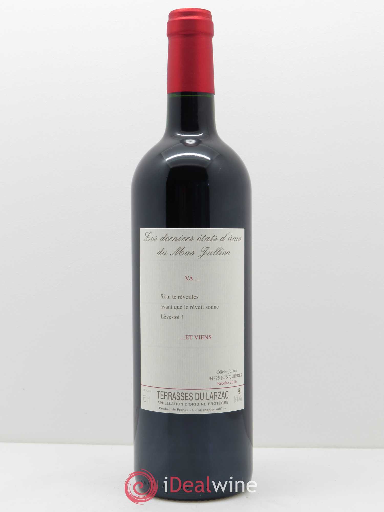 Terrasses du Larzac Mas Jullien Les derniers états d'âme Olivier Jullien 2016 - Lot de 1 bouteille - 0