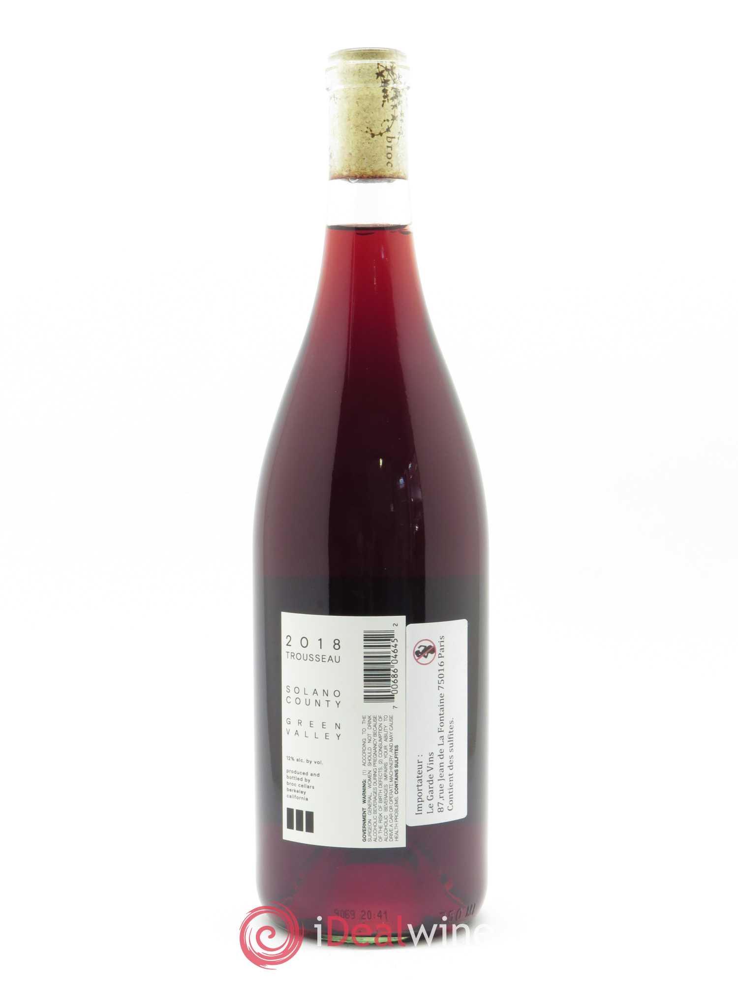 Green Valley Solano County Wirch Ranch Trousseau Noir Broc Cellars 2018 - Lot de 1 bouteille - 1