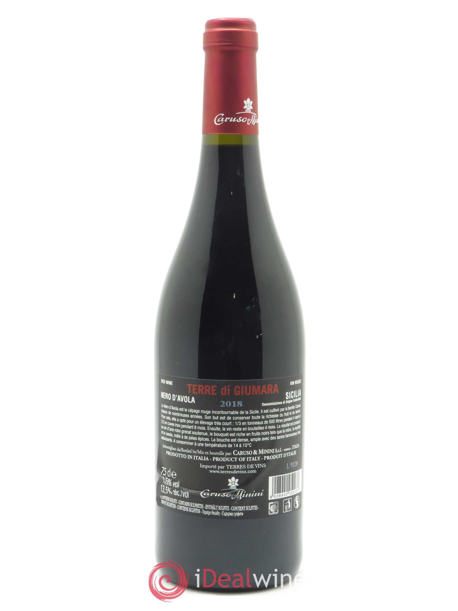 Terre Siciliane Terre Di Giumara - Caruso-Minini IGT  Nero d'Avola 2018 - Lot de 1 bouteille - 1