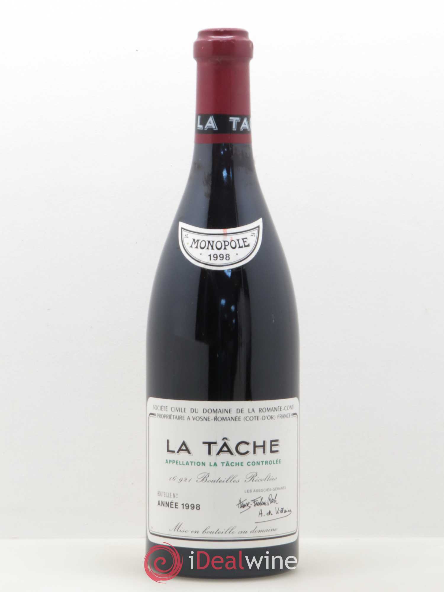 La Tâche Grand Cru Domaine de la Romanée-Conti 1998 - Lot de 1 bouteille - 0