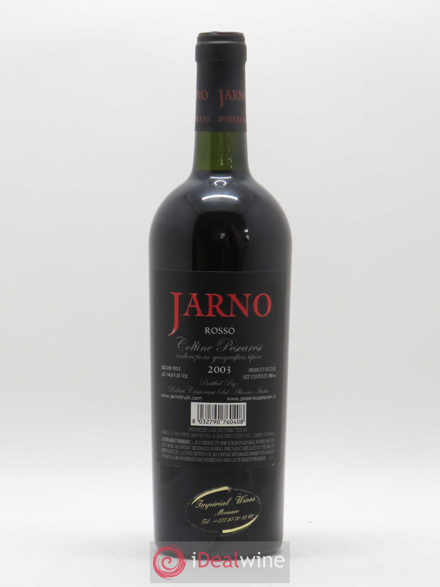 Italie Colline Pescaresi IGT Rosso Jarno Podere Castorani 2003 - Lotto di 1 bottiglia - 1