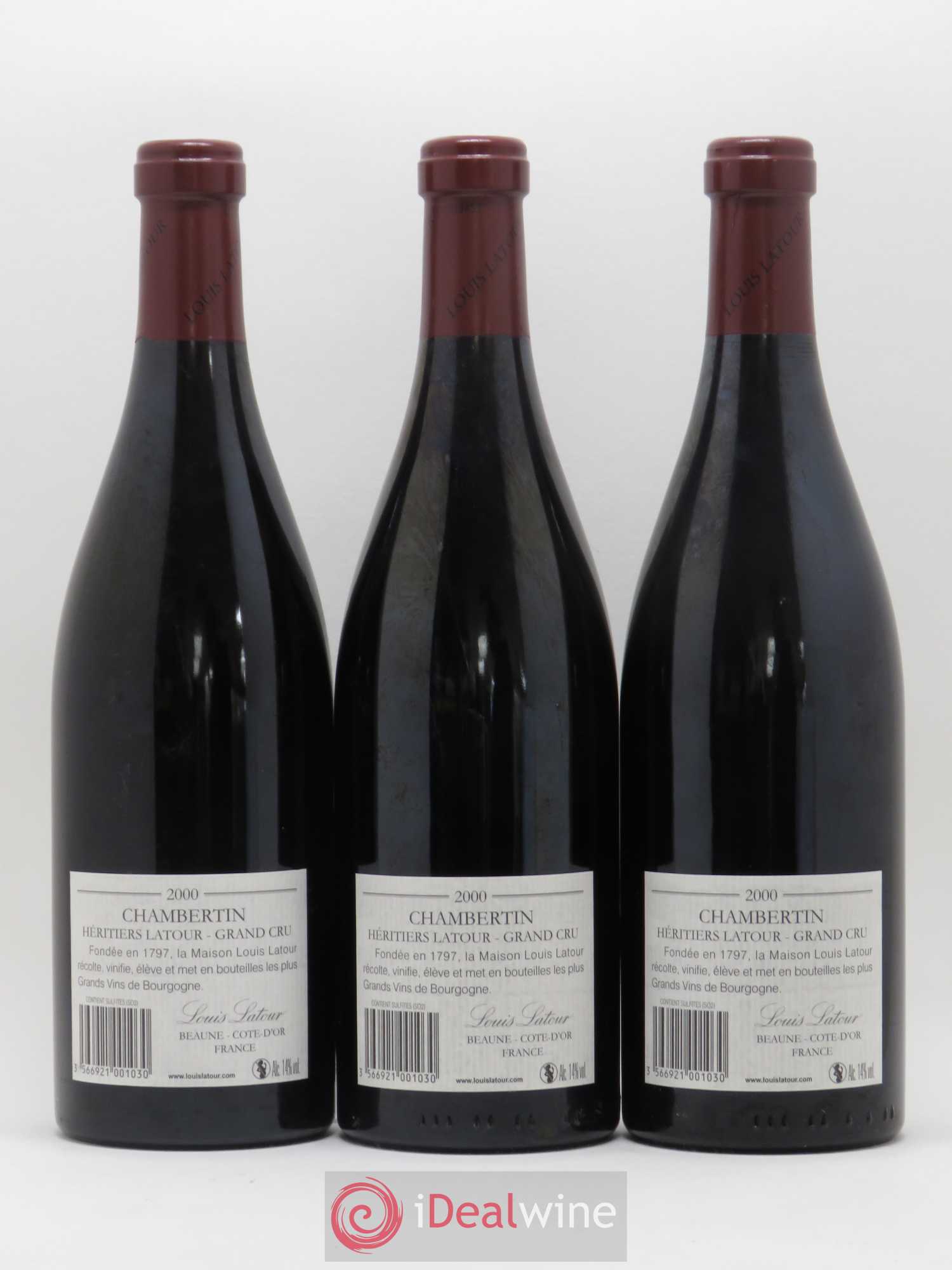 Chambertin Grand Cru Cuvée Héritiers Latour Louis Latour 2000 - Lotto di 3 bottiglie - 1
