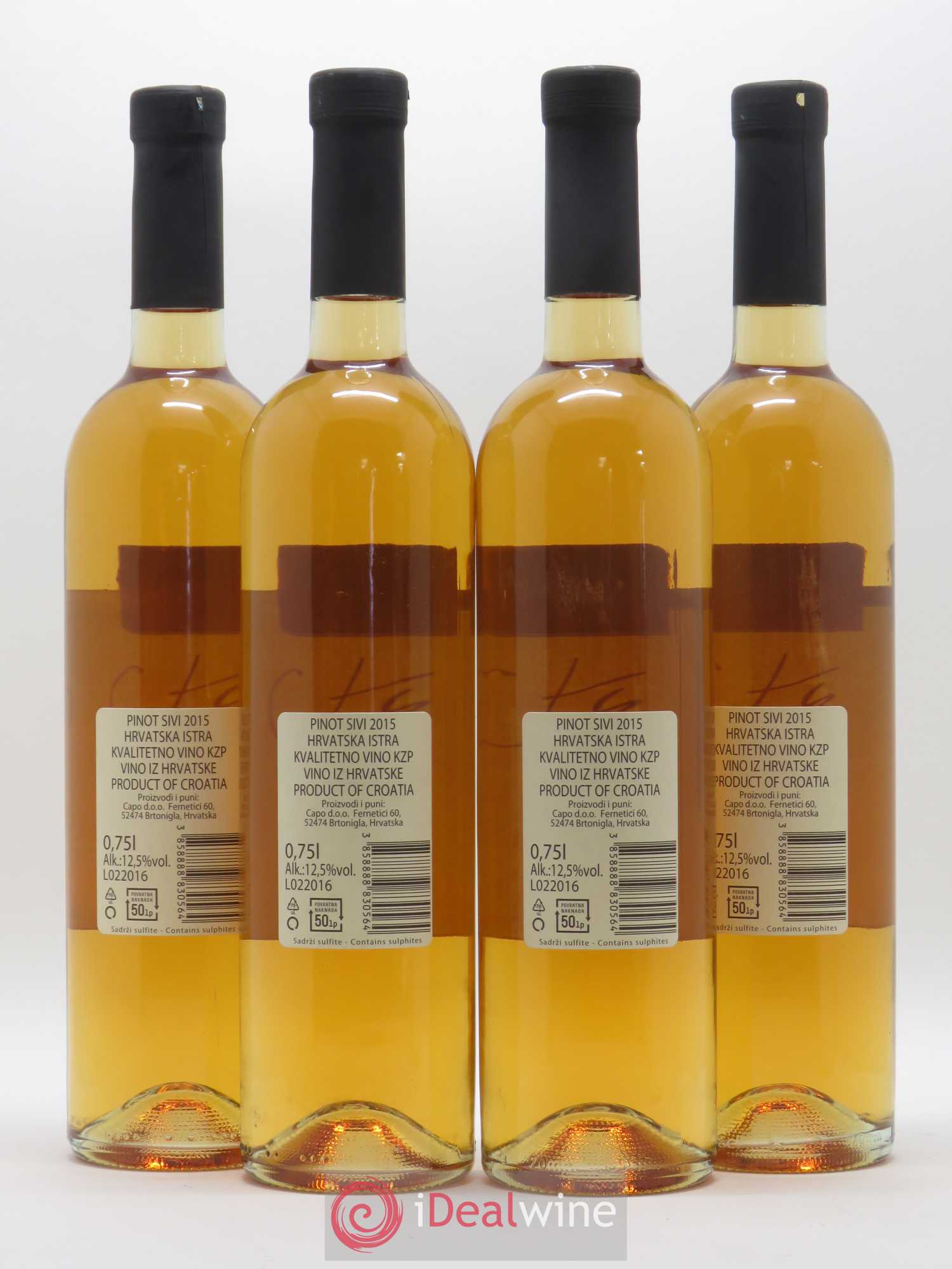 Vins Etrangers Croatie Istra Pinot Sivi Domaine Capo 2015 - Posten von 4 Flaschen - 1