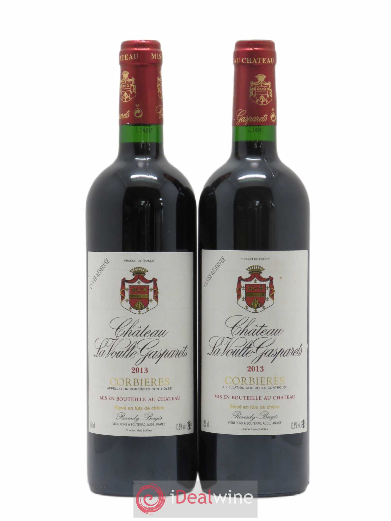 Corbières Château La Voulte-Gasparets Réservée Patrick Reverdy 2013 - Lot de 2 bouteilles - 0