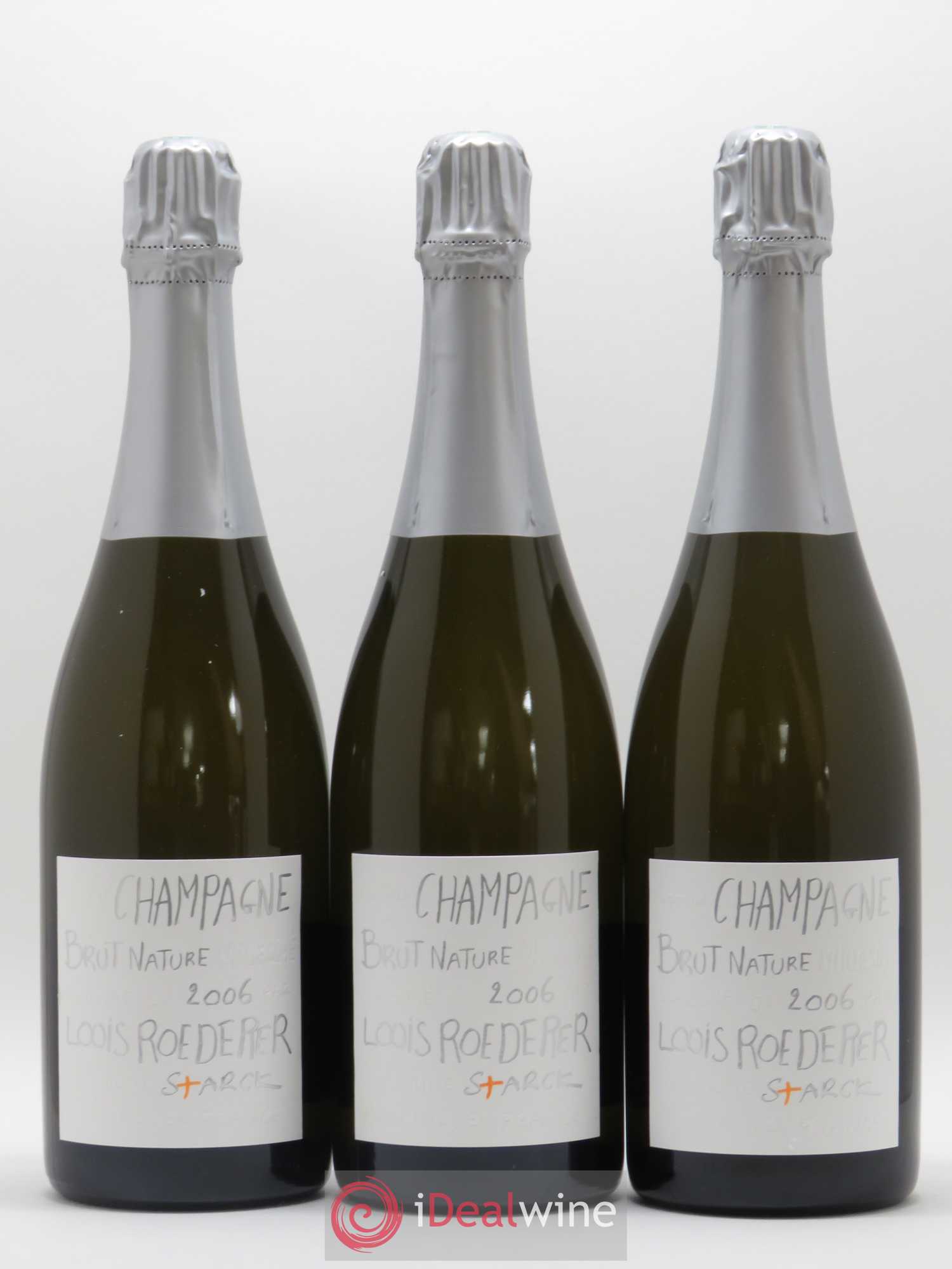 Edition limitée Starck Brut Nature Louis Roederer 2006 - Lot de 3 bouteilles - 0