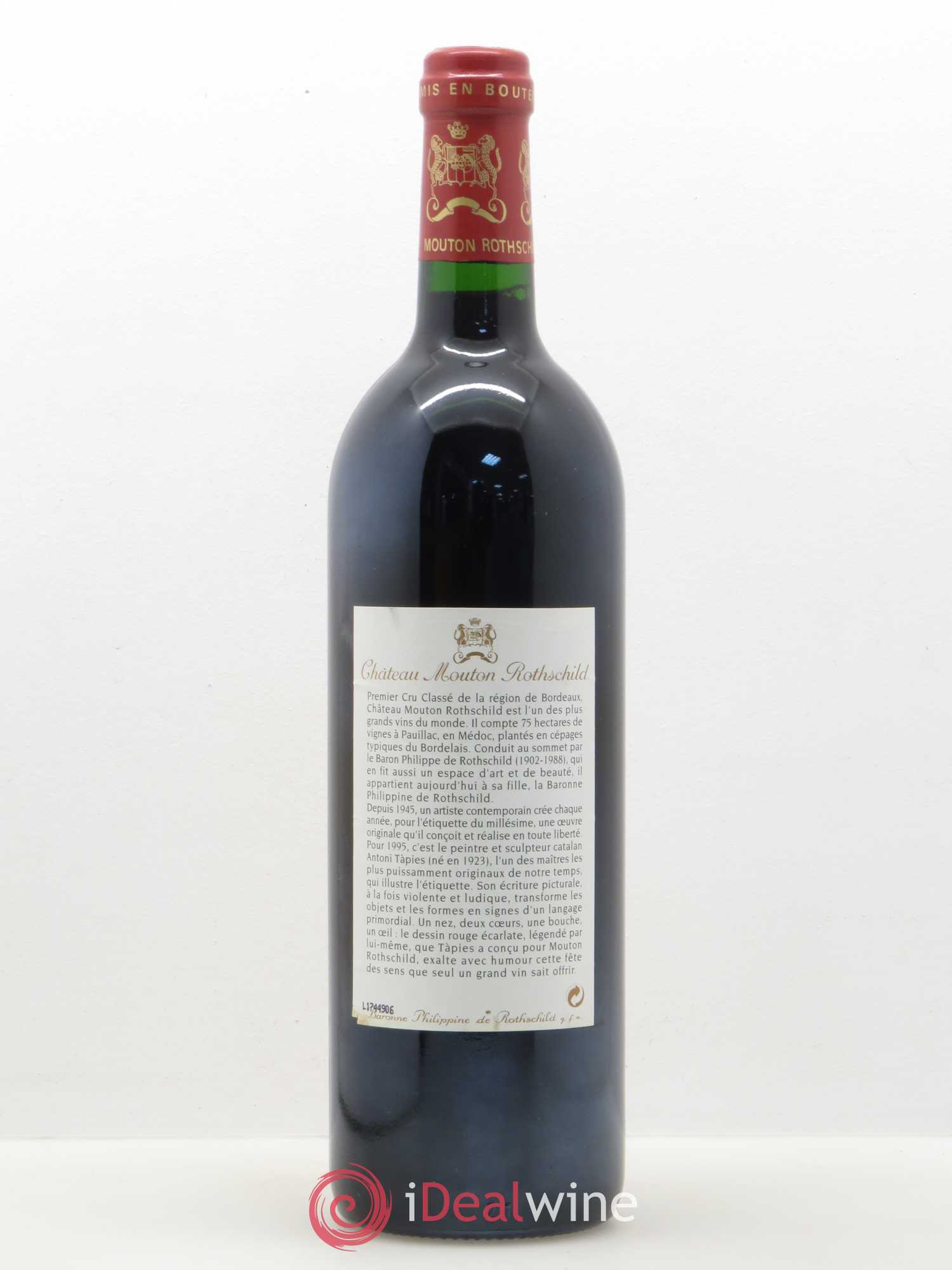 Château Mouton Rothschild 1er Grand Cru Classé 1995 - Lot de 1 bouteille - 1