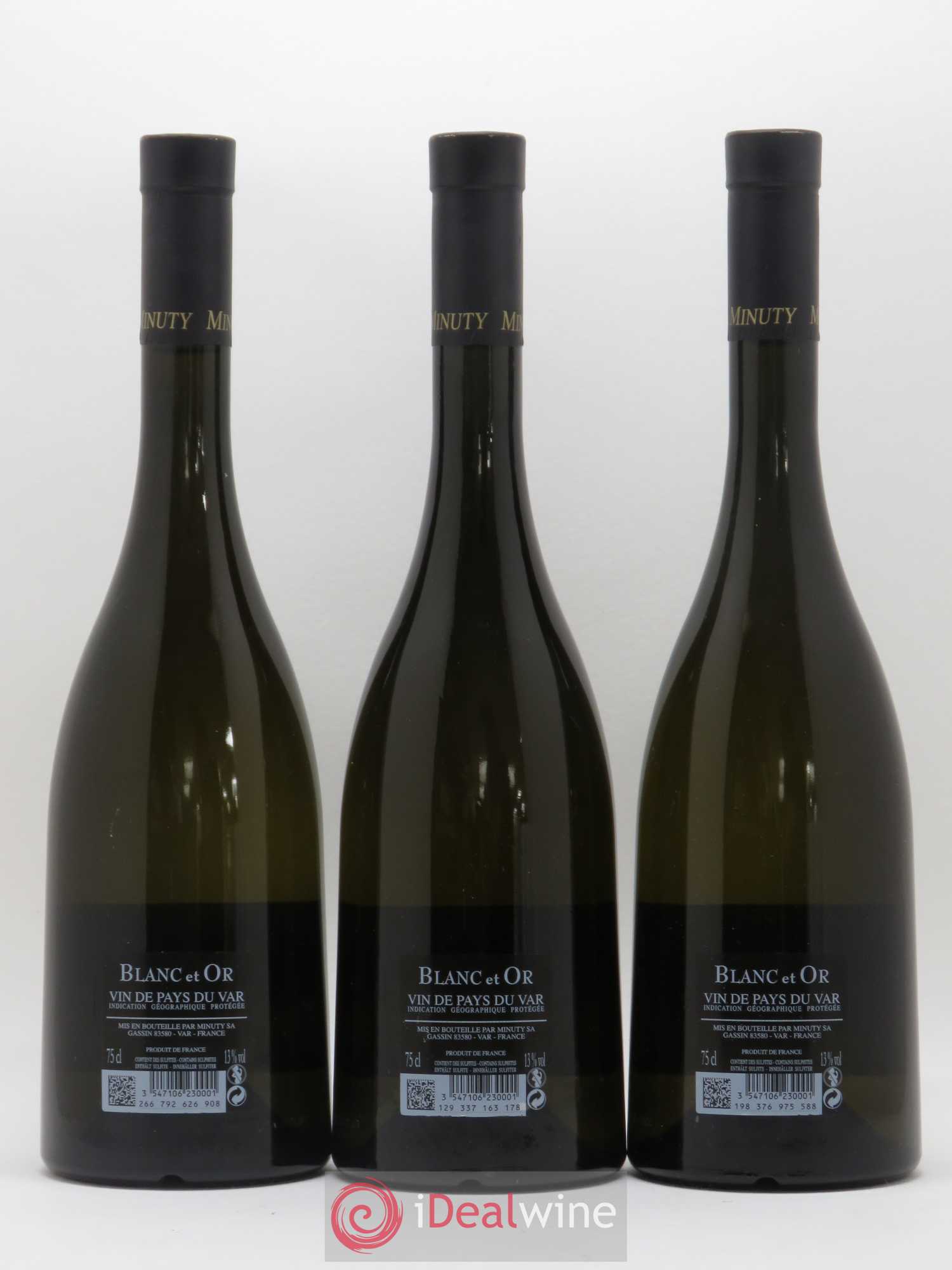 IGP Pays du Var (Vin de Pays du Var) Vin de Pays Blanc & Or Château Minuty  2017 - Lot de 3 bouteilles - 1